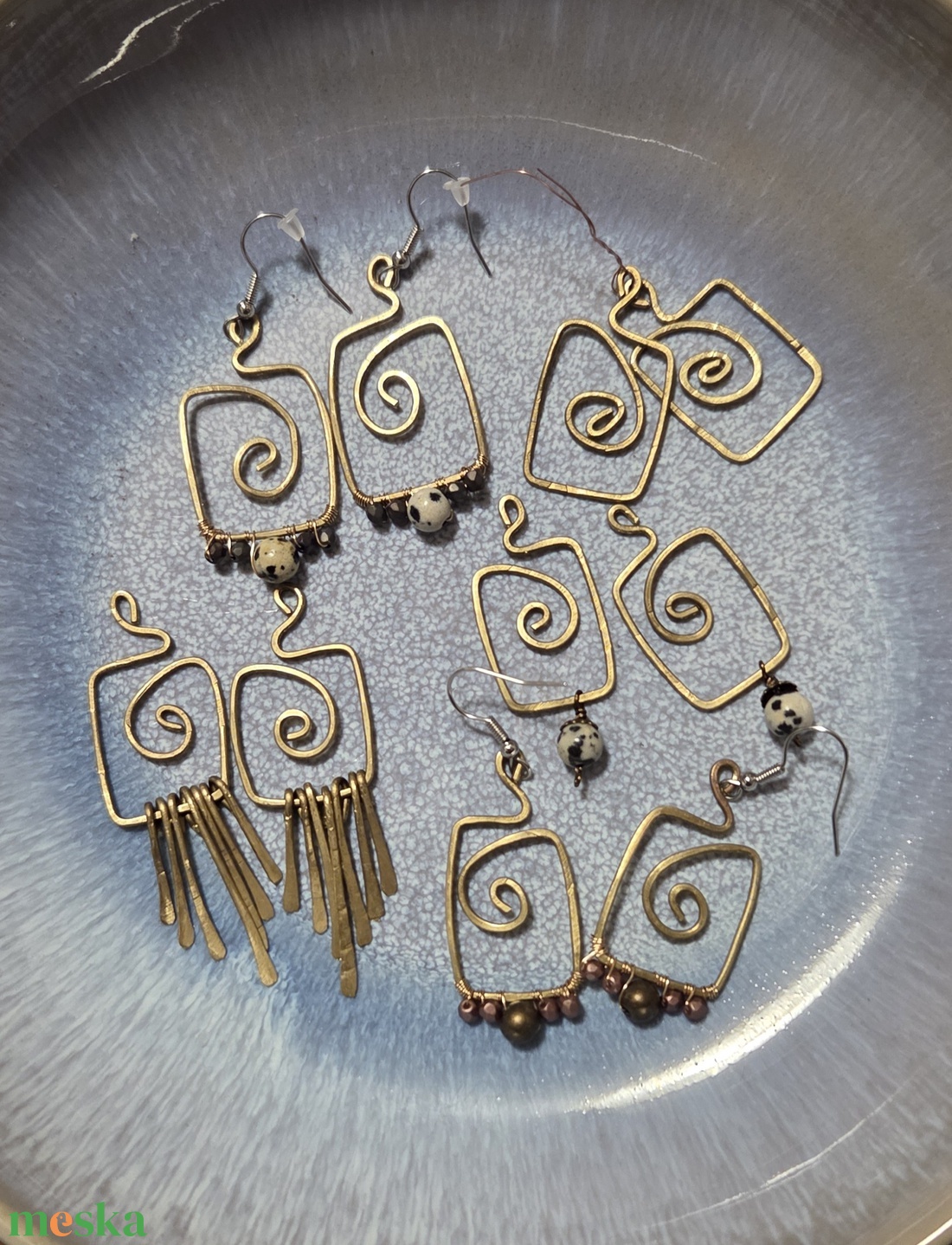RATIO réz kézműves fülbevalók - ékszer - fülbevaló - lógó fülbevaló - Meska.hu