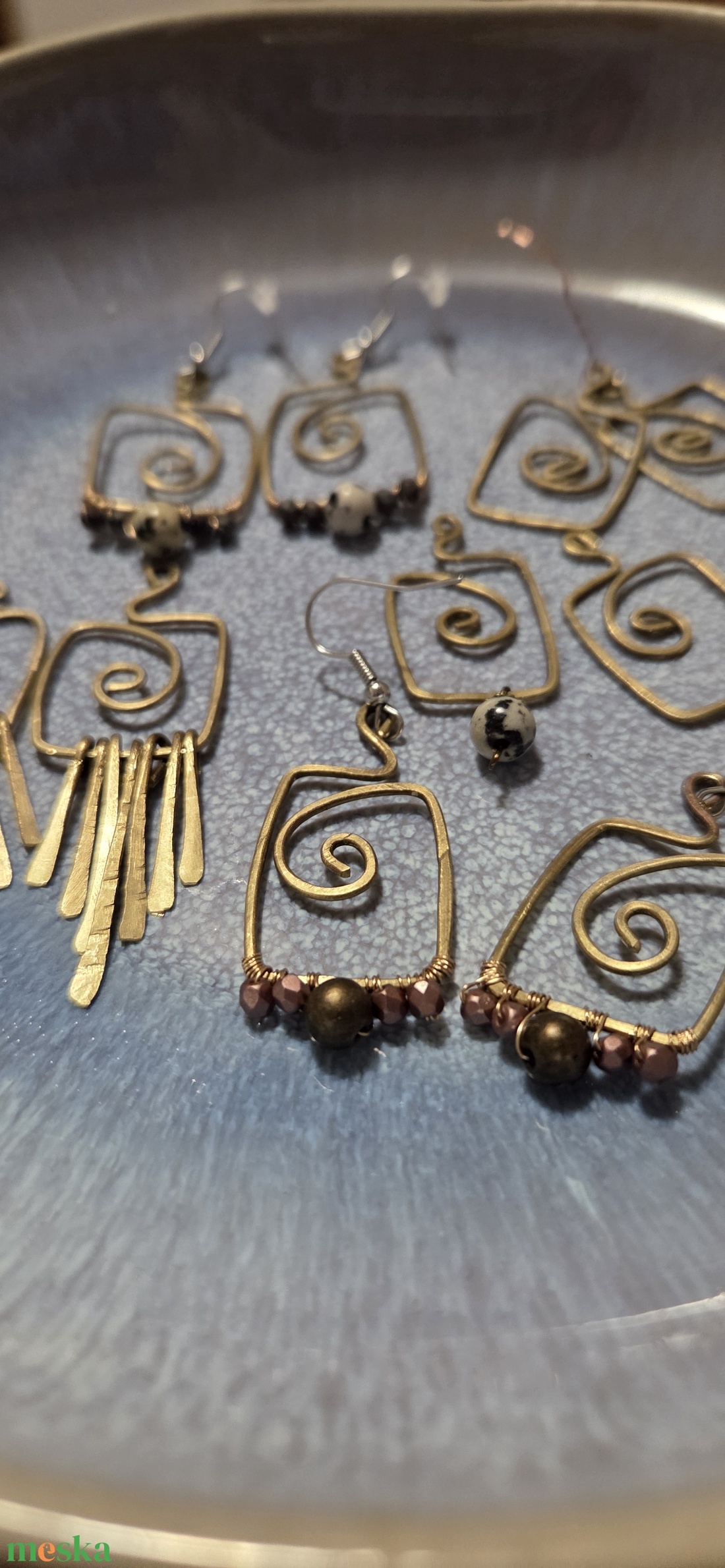 RATIO réz kézműves fülbevalók - ékszer - fülbevaló - lógó fülbevaló - Meska.hu