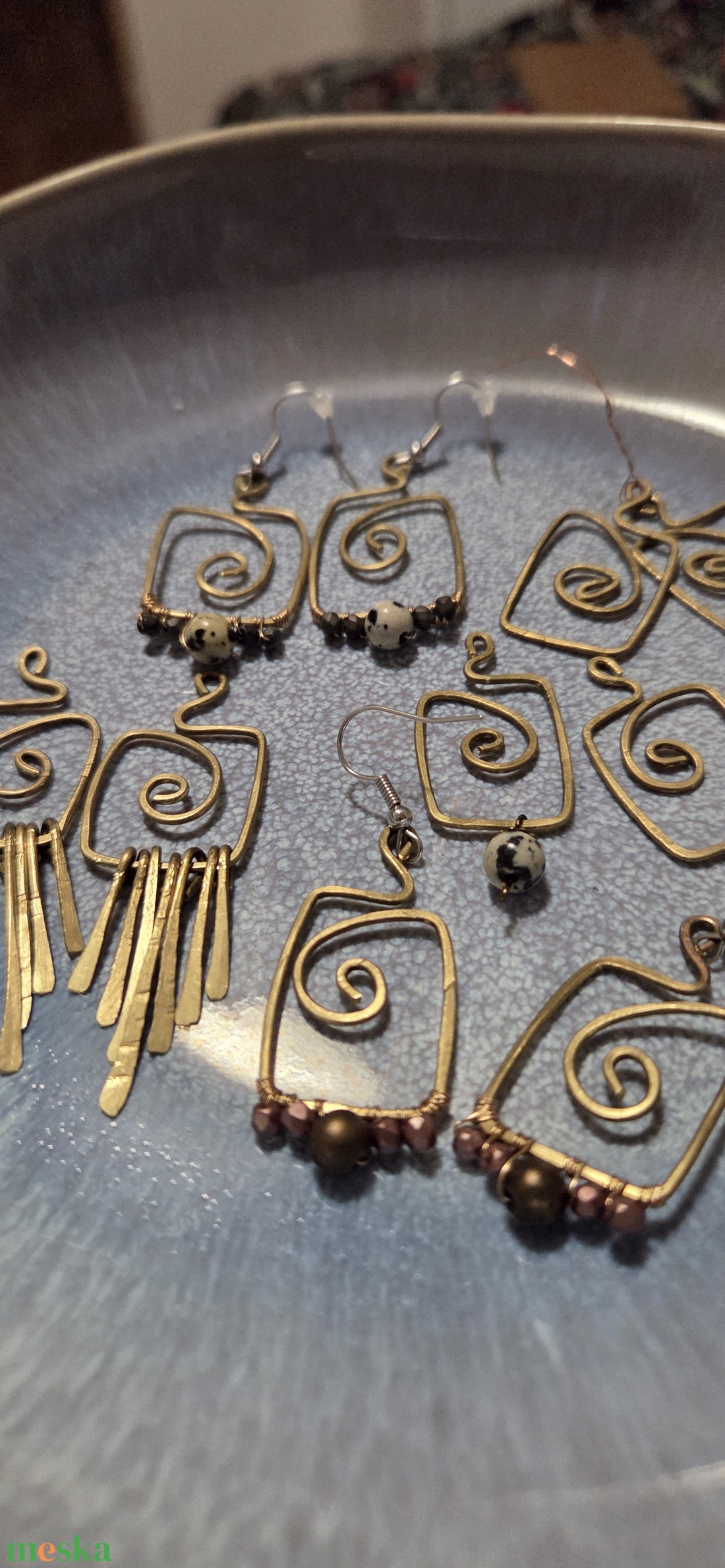 RATIO réz kézműves fülbevalók - ékszer - fülbevaló - lógó fülbevaló - Meska.hu