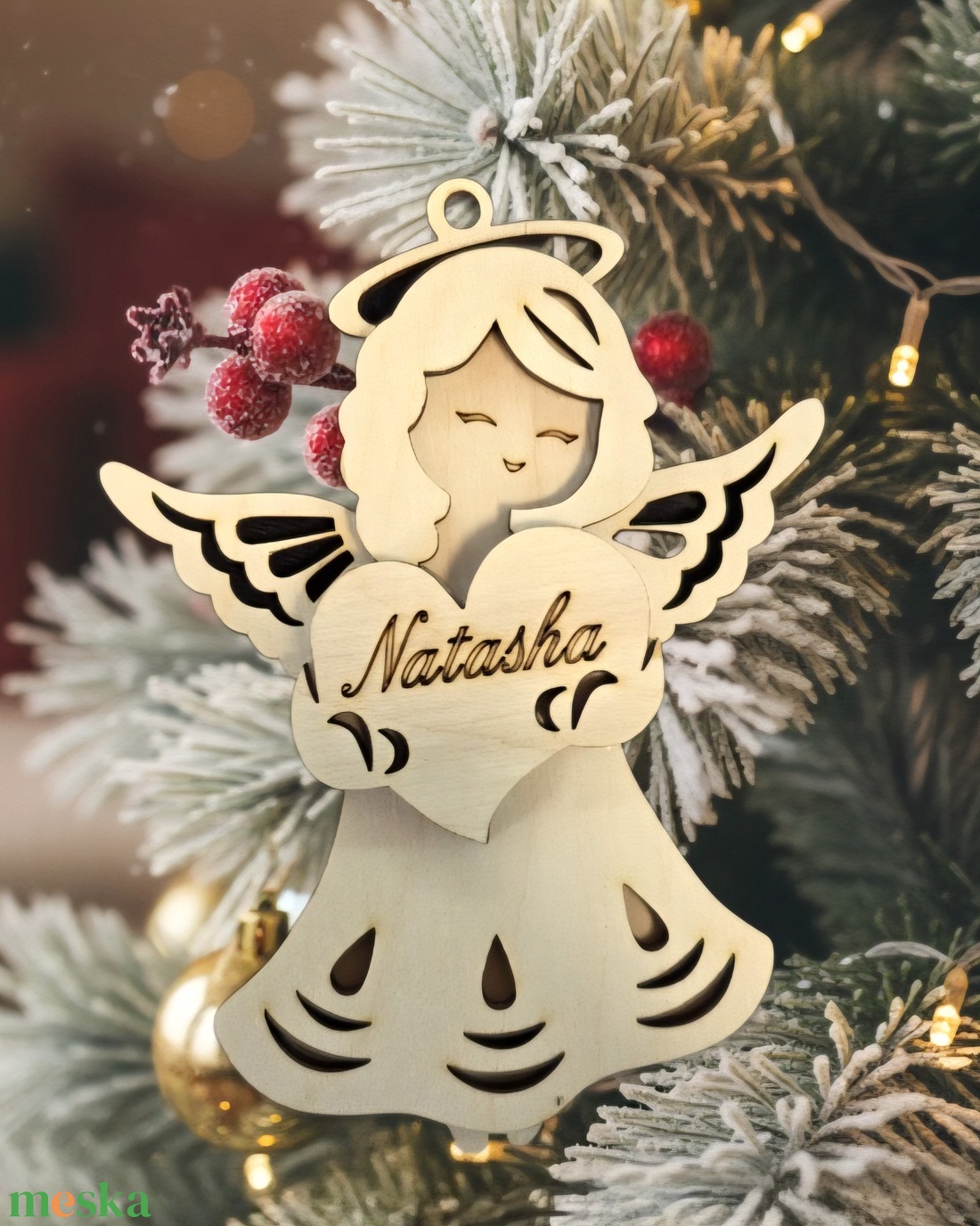 Angyalka karácsonyfadísz,saját neveddel. Natasha - karácsony - karácsonyi lakásdekoráció - karácsonyfadíszek - Meska.hu