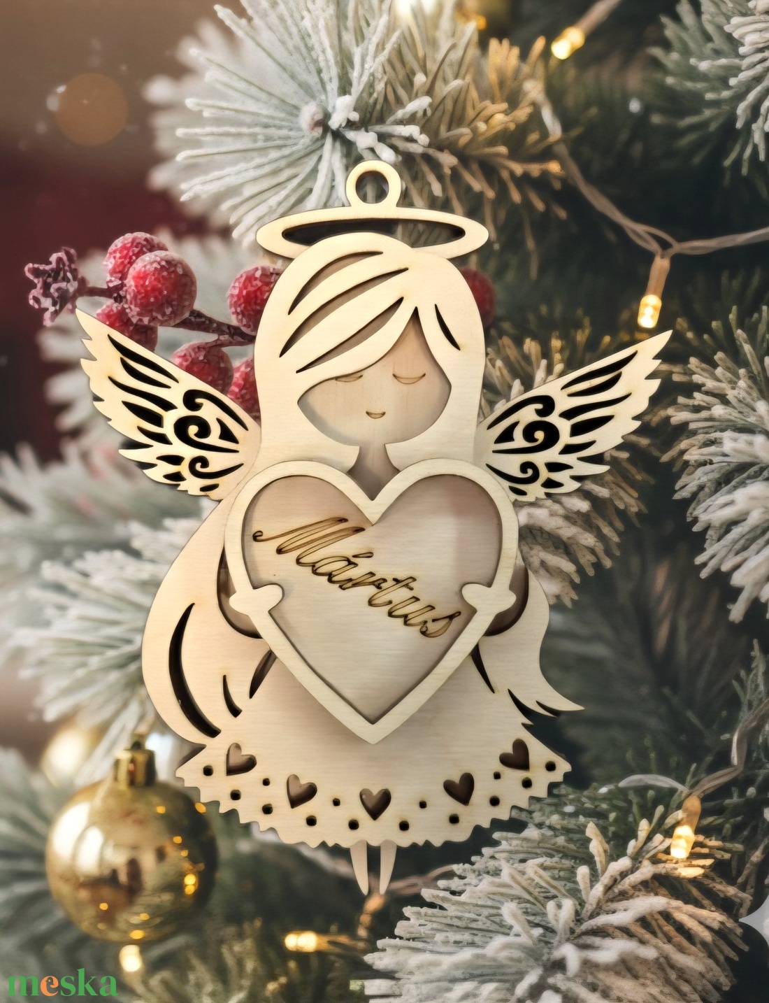 Angyalka karácsonyfadísz,saját neveddel. Mártus - karácsony - karácsonyi lakásdekoráció - karácsonyfadíszek - Meska.hu