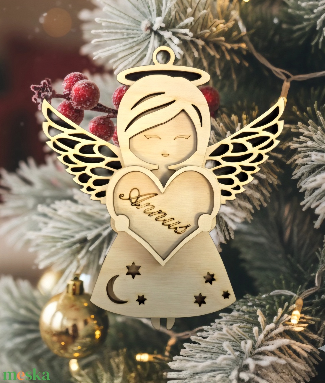 Angyalka karácsonyfadísz,saját neveddel. Annus - karácsony - karácsonyi lakásdekoráció - karácsonyfadíszek - Meska.hu