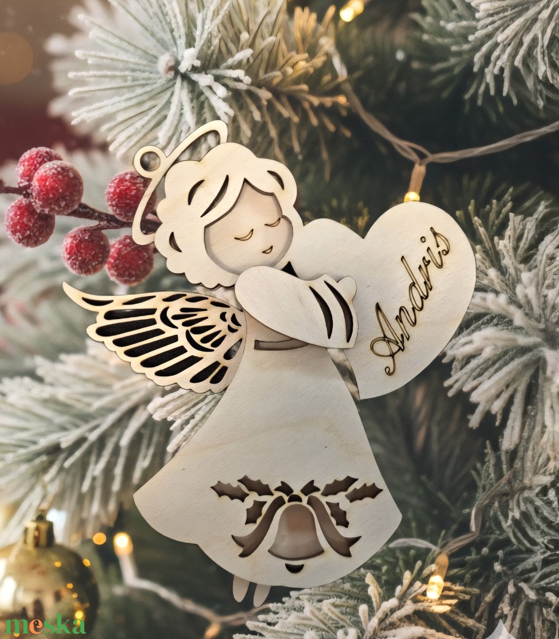 Angyalka karácsonyfadísz,saját neveddel. Andris - karácsony - karácsonyi lakásdekoráció - karácsonyfadíszek - Meska.hu