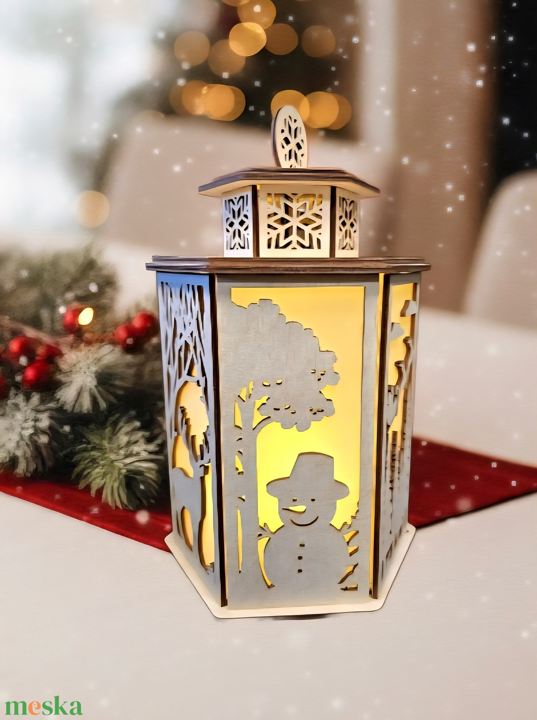 Karácsonyi lámpás,asztal dísz  - karácsony - karácsonyi lakásdekoráció - karácsonyi fénydekoráció - Meska.hu