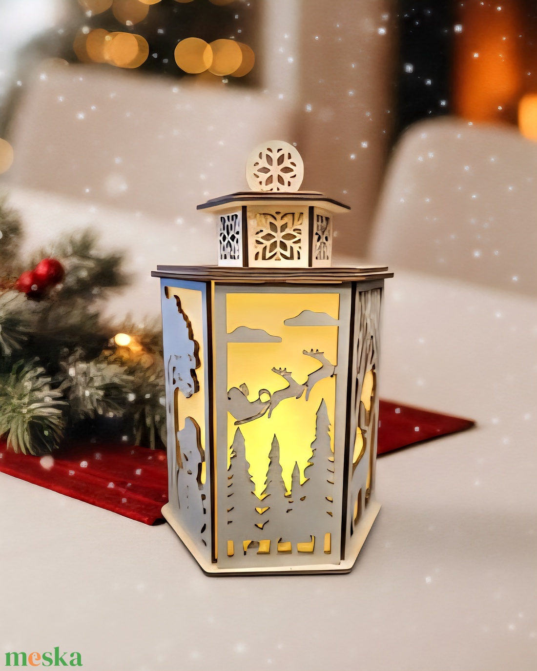 Karácsonyi lámpás,asztal dísz  - karácsony - karácsonyi lakásdekoráció - karácsonyi fénydekoráció - Meska.hu