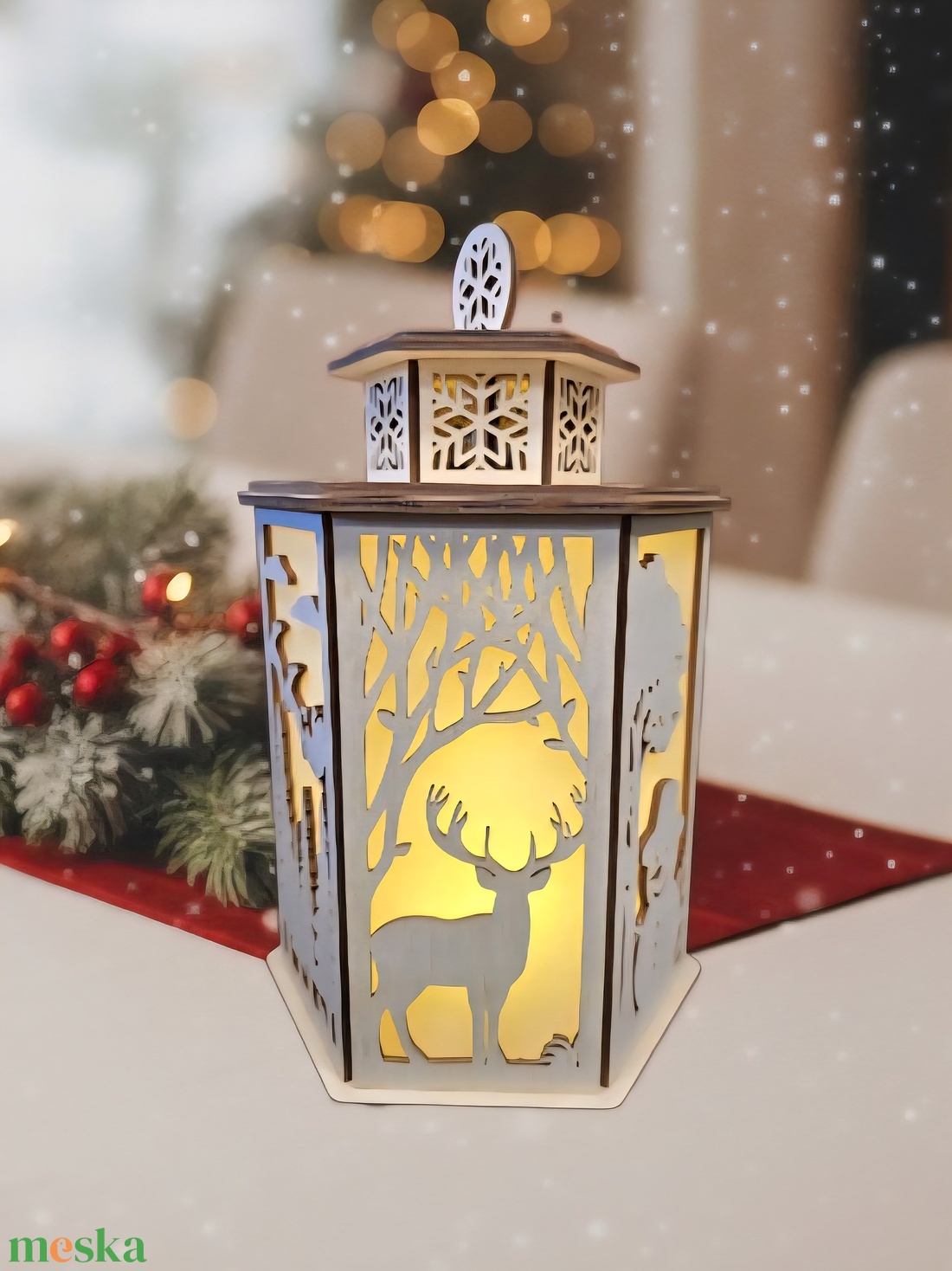 Karácsonyi lámpás,asztal dísz  - karácsony - karácsonyi lakásdekoráció - karácsonyi fénydekoráció - Meska.hu