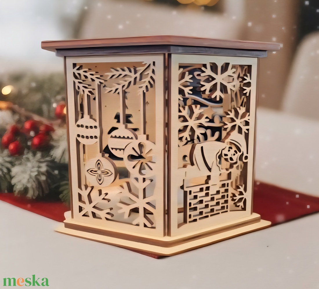 Hat oldalú Karácsonyi lámpás - karácsony - karácsonyi lakásdekoráció - karácsonyi fénydekoráció - Meska.hu