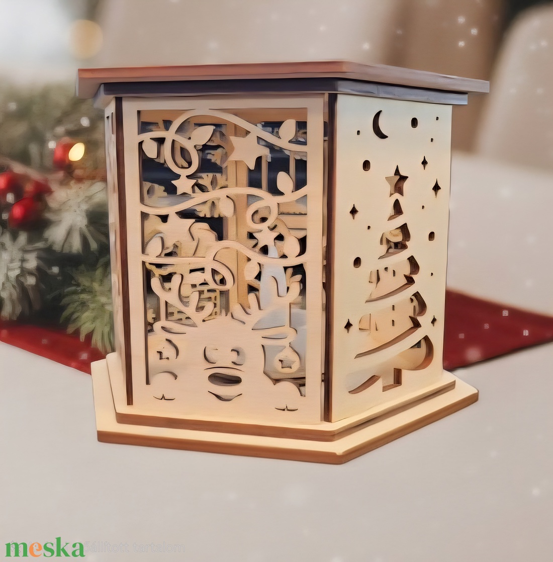 Hat oldalú Karácsonyi lámpás - karácsony - karácsonyi lakásdekoráció - karácsonyi fénydekoráció - Meska.hu