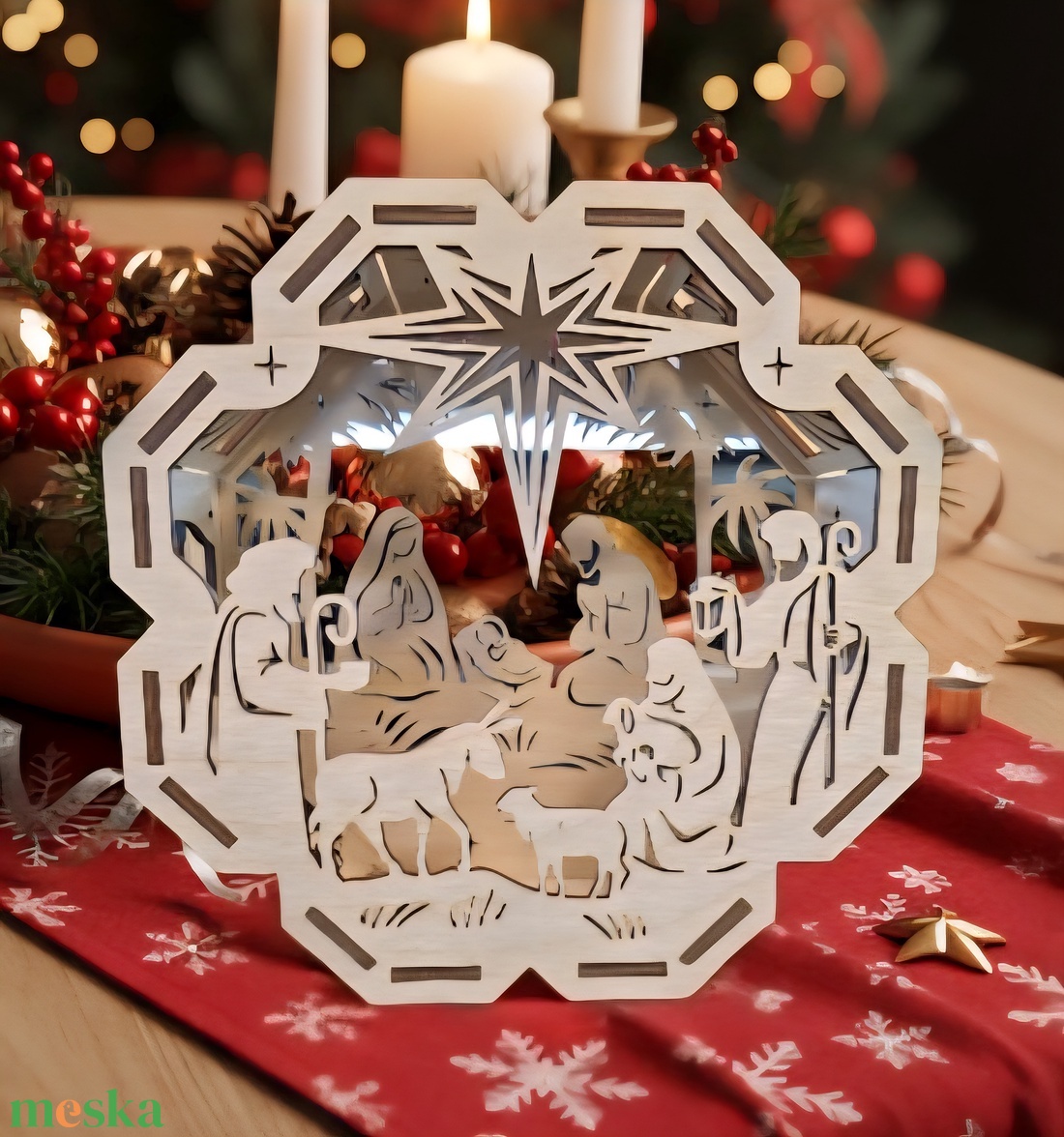 Karácsonyi Jászol Dísz - karácsony - karácsonyi lakásdekoráció - karácsonyi fénydekoráció - Meska.hu