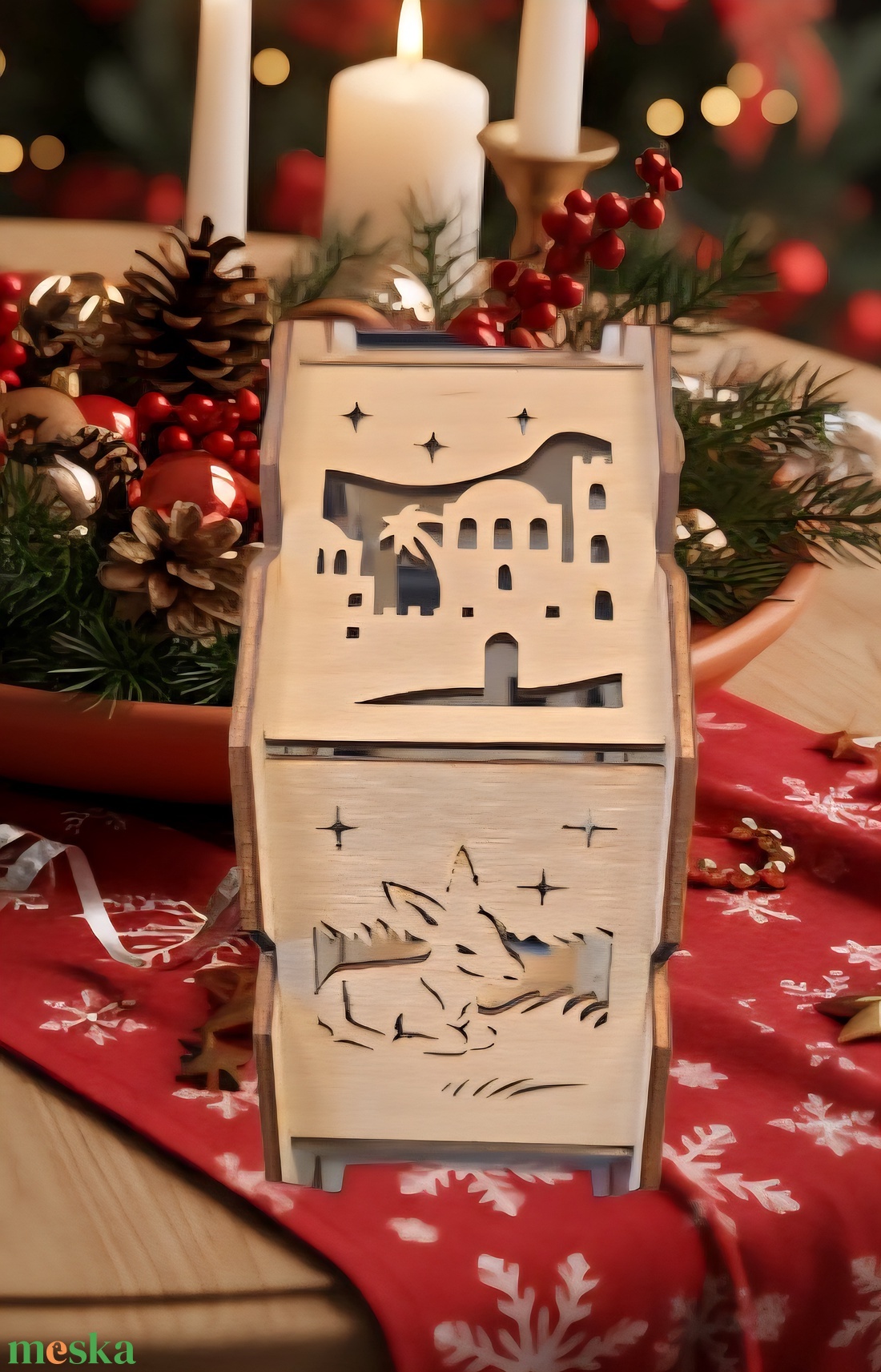 Karácsonyi Jászol Dísz - karácsony - karácsonyi lakásdekoráció - karácsonyi fénydekoráció - Meska.hu