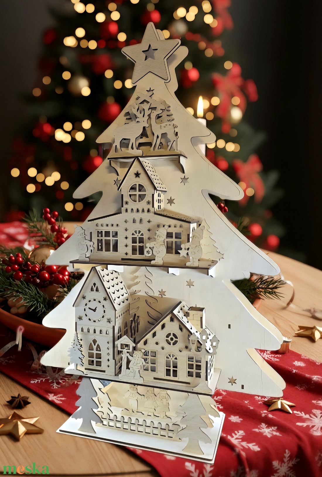 Karácsonyfa asztali-fali lámpás - karácsony - karácsonyi lakásdekoráció - karácsonyi fénydekoráció - Meska.hu