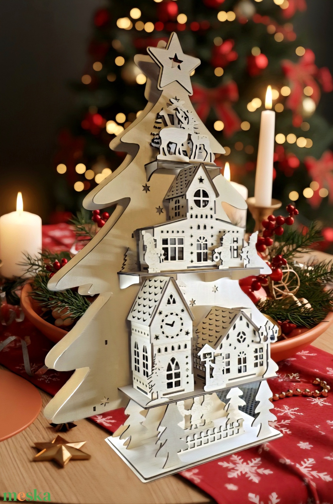 Karácsonyfa asztali-fali lámpás - karácsony - karácsonyi lakásdekoráció - karácsonyi fénydekoráció - Meska.hu