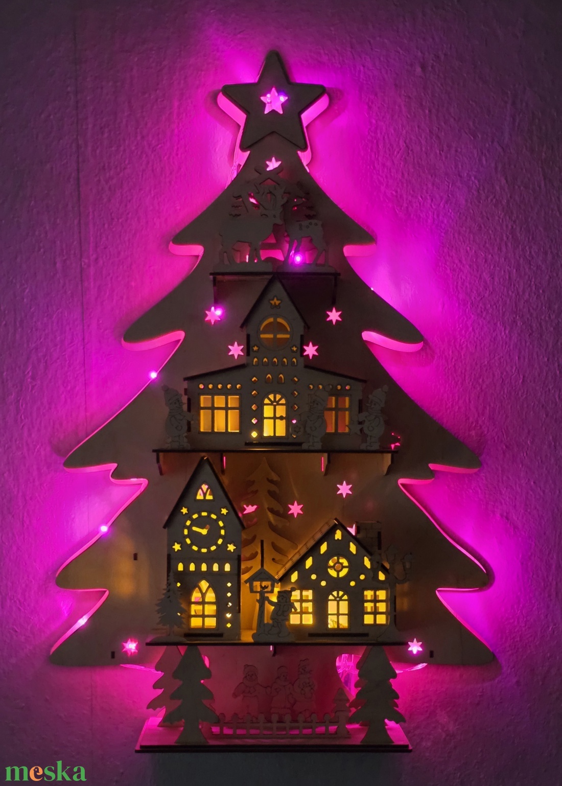 Karácsonyfa asztali-fali lámpás - karácsony - karácsonyi lakásdekoráció - karácsonyi fénydekoráció - Meska.hu