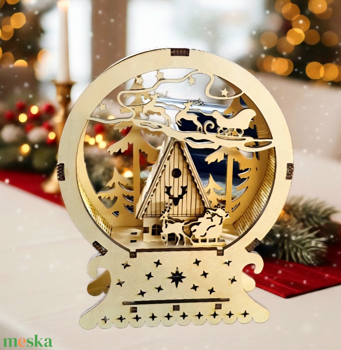 3D Fából készült asztali dísz - karácsony - karácsonyi lakásdekoráció - karácsonyi fénydekoráció - Meska.hu