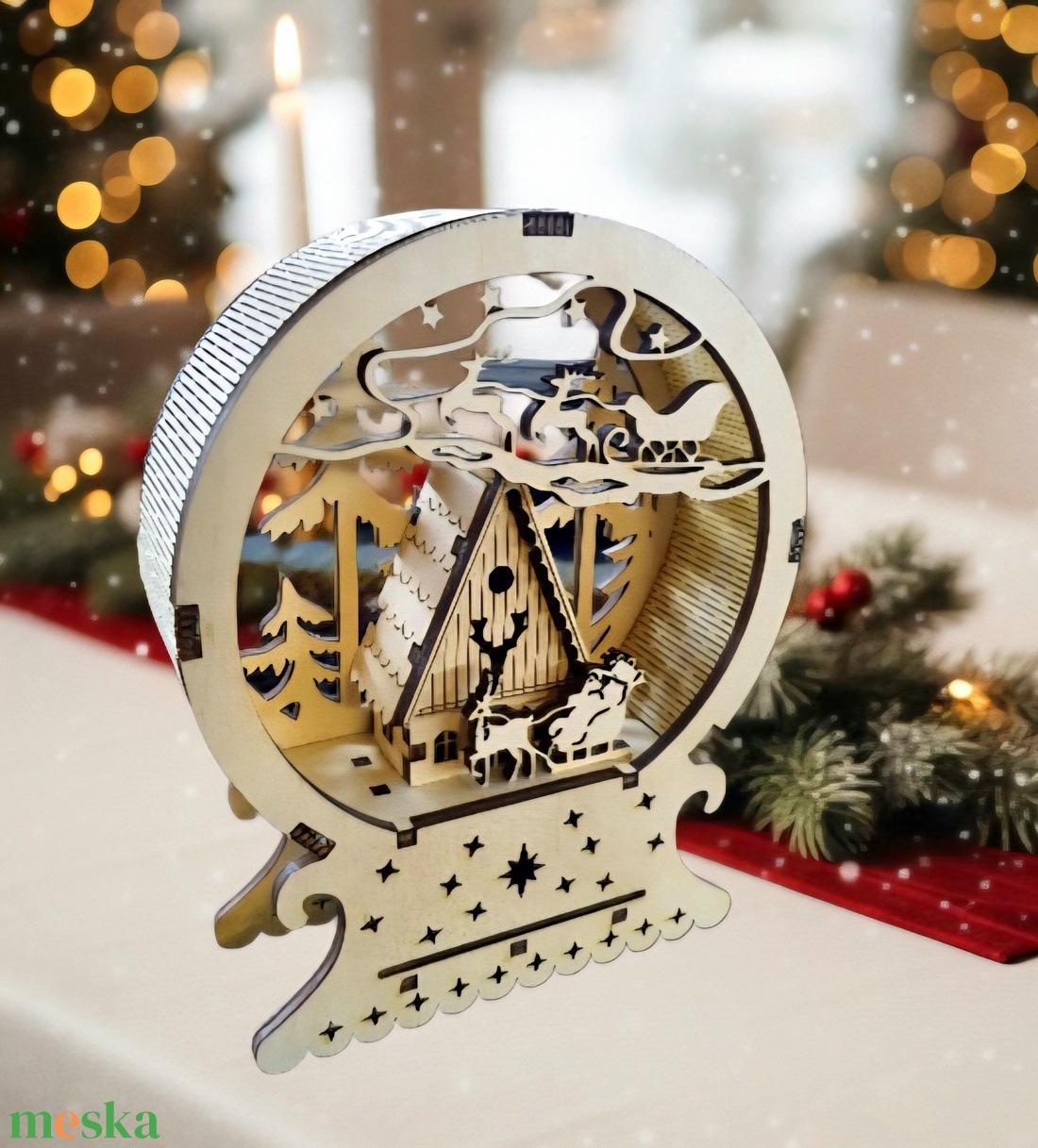 3D Fából készült asztali dísz - karácsony - karácsonyi lakásdekoráció - karácsonyi fénydekoráció - Meska.hu