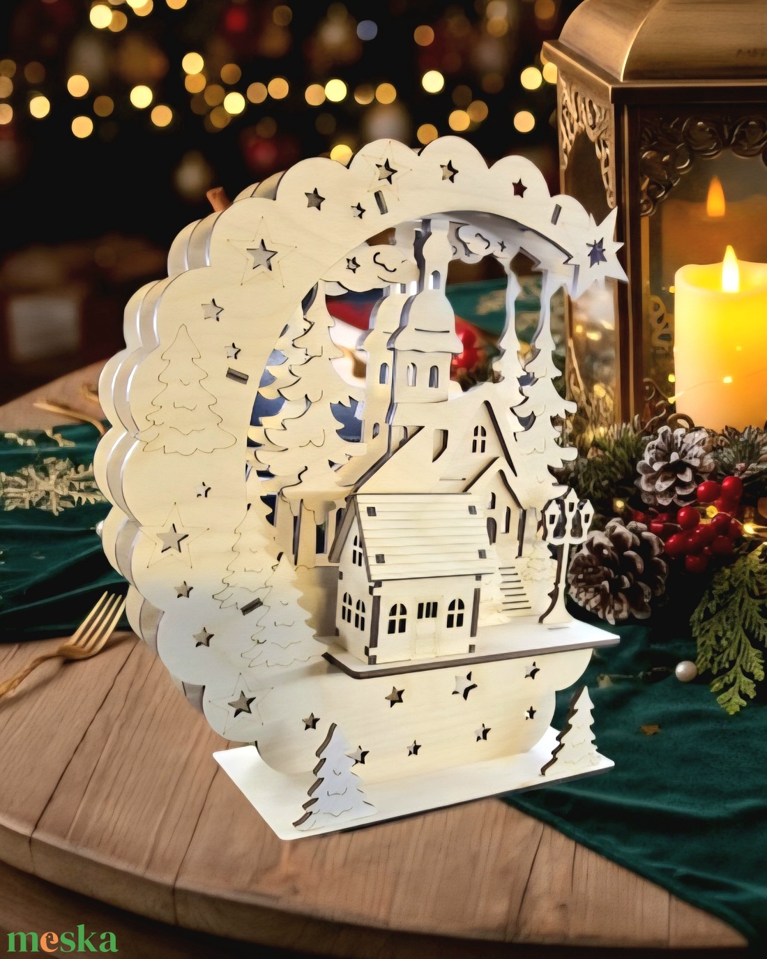 3D fa karácsonyi jelenet - karácsony - karácsonyi lakásdekoráció - karácsonyi lakásdíszek - Meska.hu
