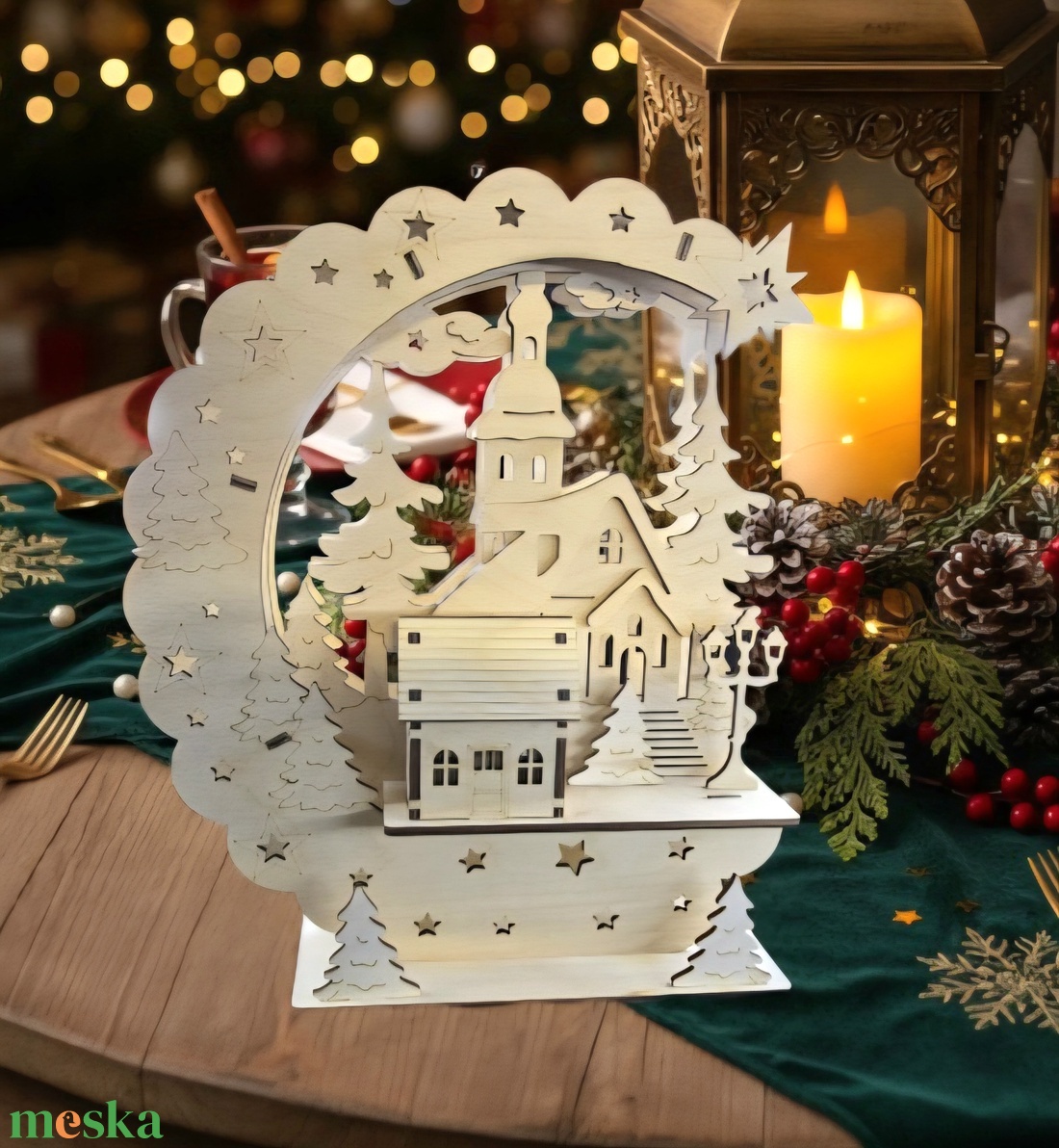 3D fa karácsonyi jelenet - karácsony - karácsonyi lakásdekoráció - karácsonyi lakásdíszek - Meska.hu