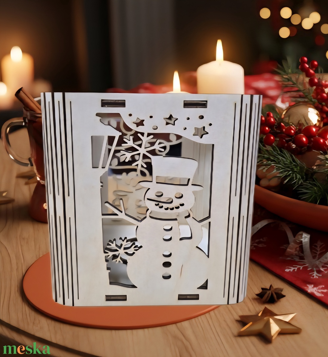  Karácsonyi Lézergravírozott Fa Lámpás / Dekoráció  - karácsony - karácsonyi lakásdekoráció - karácsonyi fénydekoráció - Meska.hu