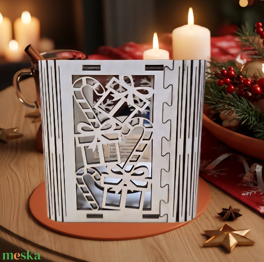  Karácsonyi Lézergravírozott Fa Lámpás / Dekoráció  - karácsony - karácsonyi lakásdekoráció - karácsonyi fénydekoráció - Meska.hu