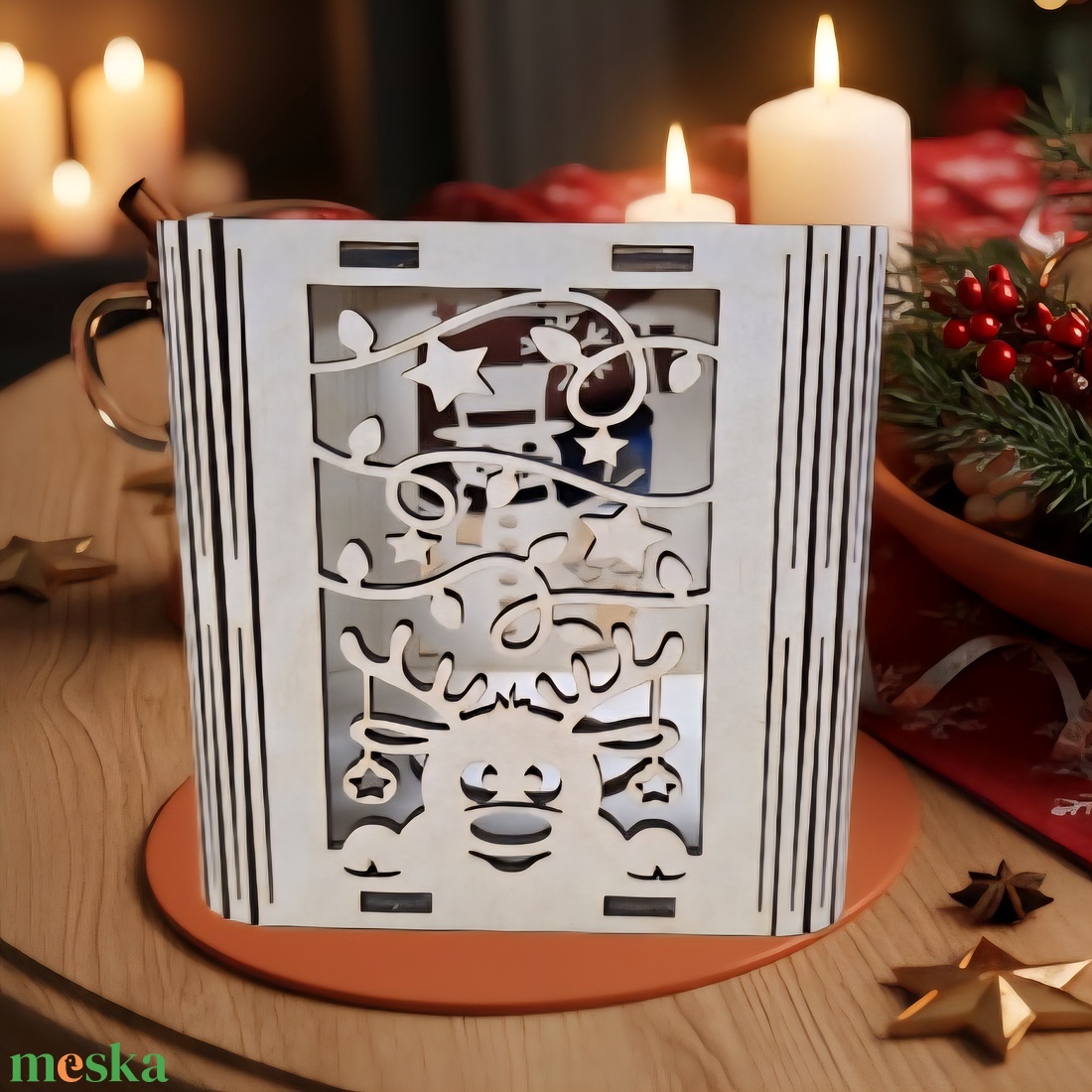  Karácsonyi Lézergravírozott Fa Lámpás / Dekoráció  - karácsony - karácsonyi lakásdekoráció - karácsonyi fénydekoráció - Meska.hu