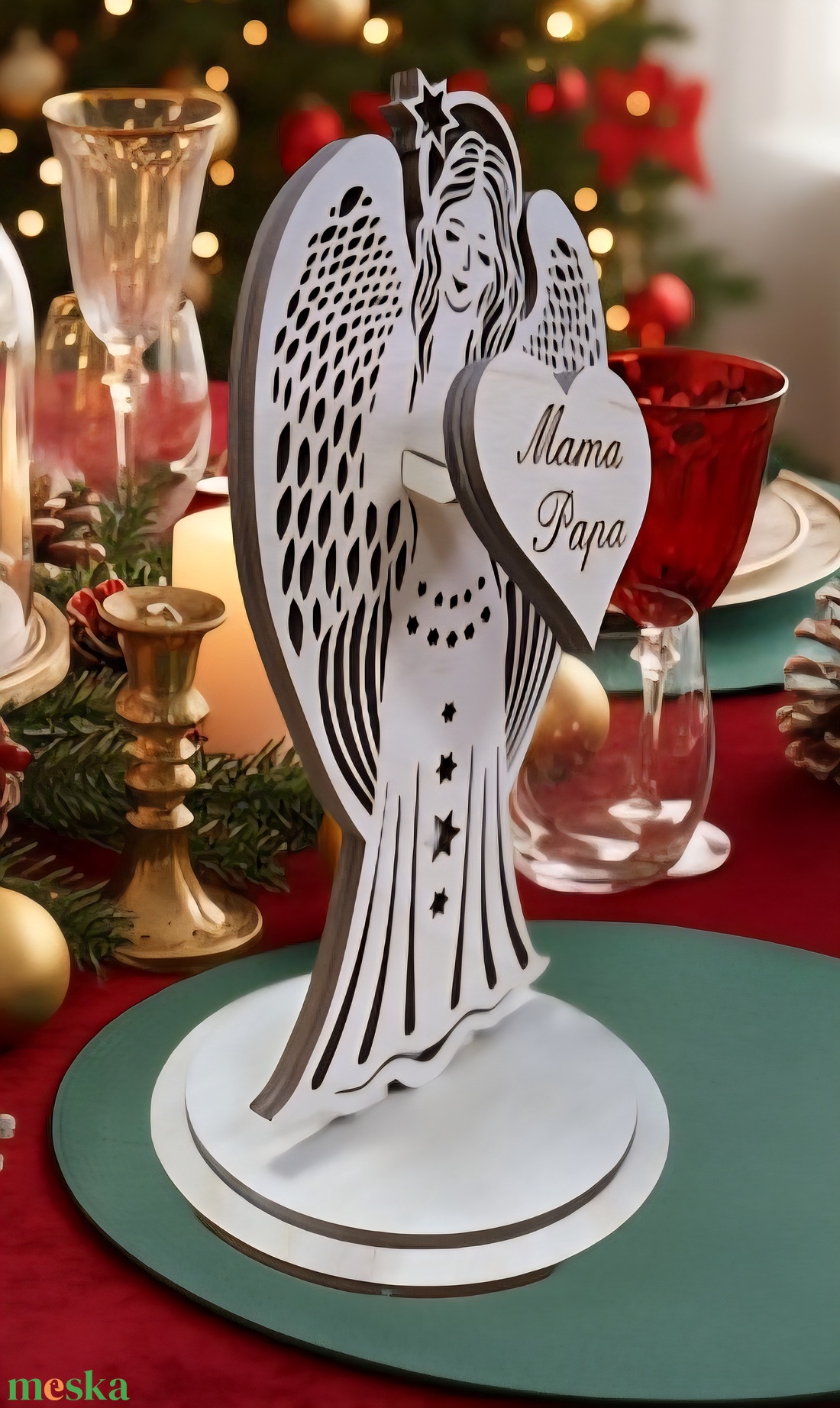 Részletgazdag, Két rétegű Angyalka Dísz.  Egyedi felirattal. - karácsony - karácsonyi lakásdekoráció - karácsonyi lakásdíszek - Meska.hu