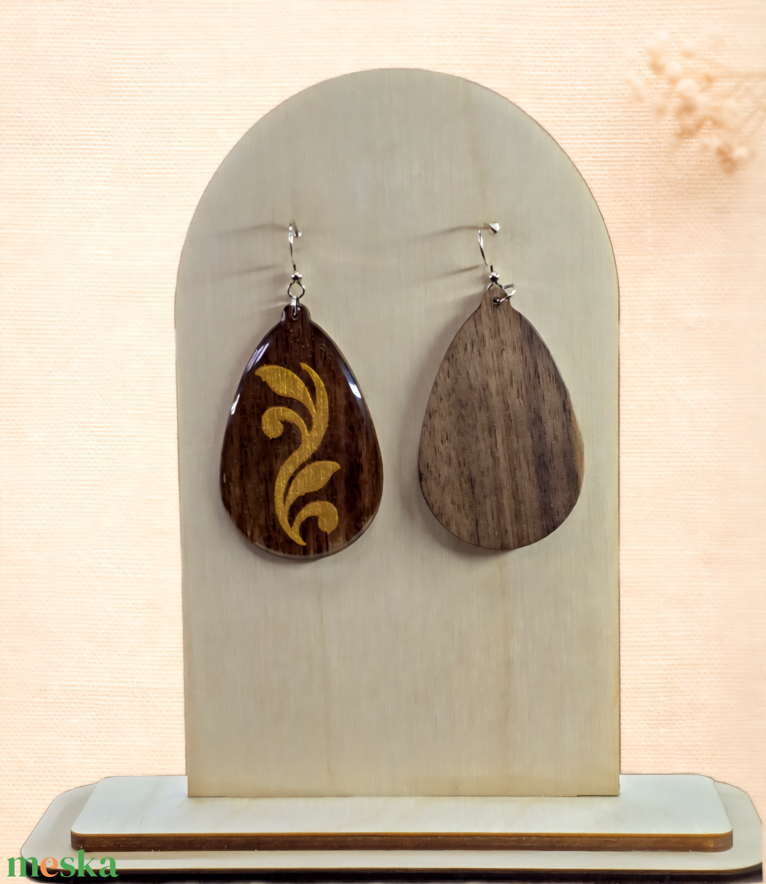 Aranyinda � kézzel készült diófa fülbevaló - ékszer - fülbevaló - lógó csepp fülbevaló - Meska.hu