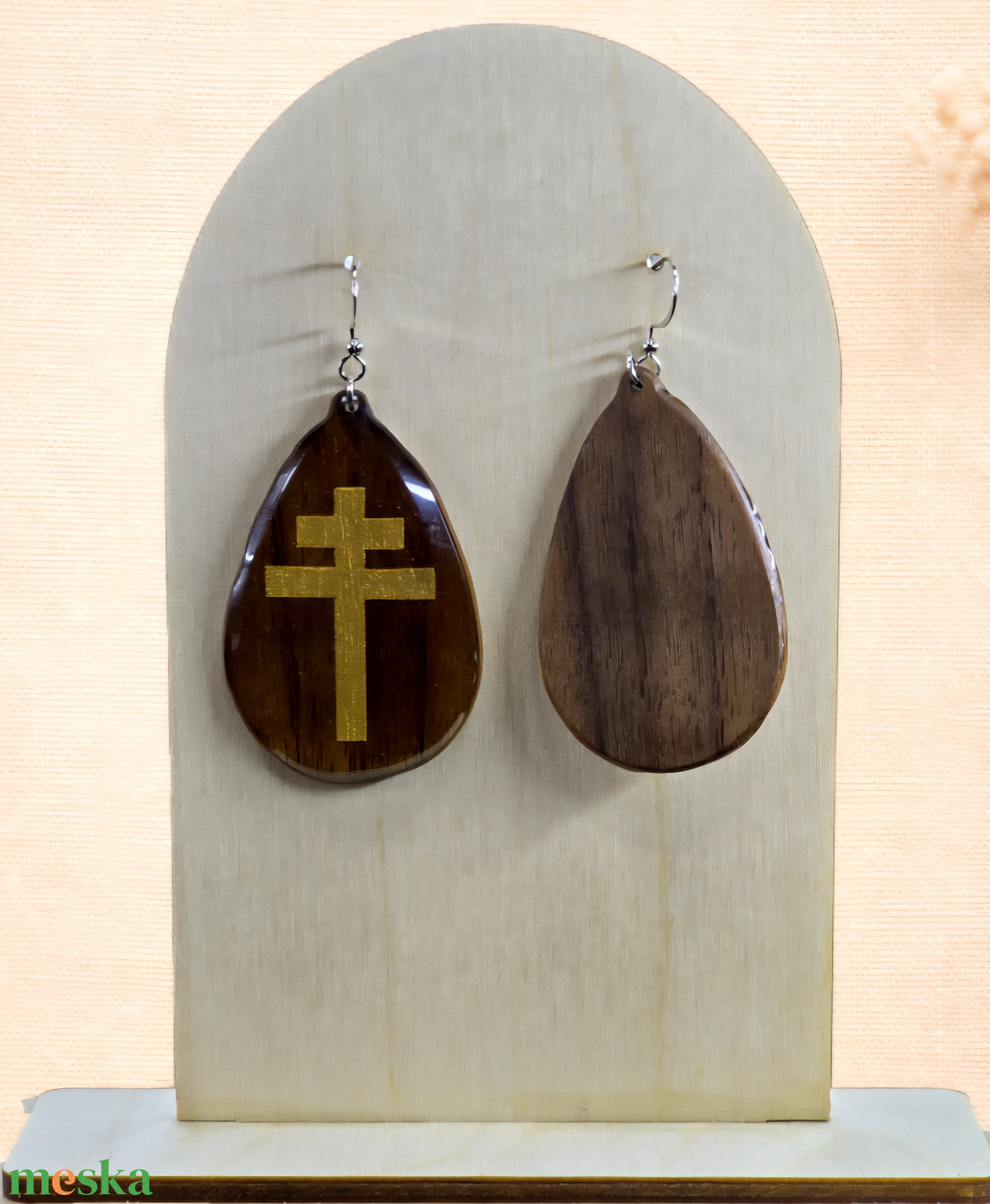 Aranykereszt � amerikai fekete dió fülbevaló - ékszer - fülbevaló - lógó csepp fülbevaló - Meska.hu