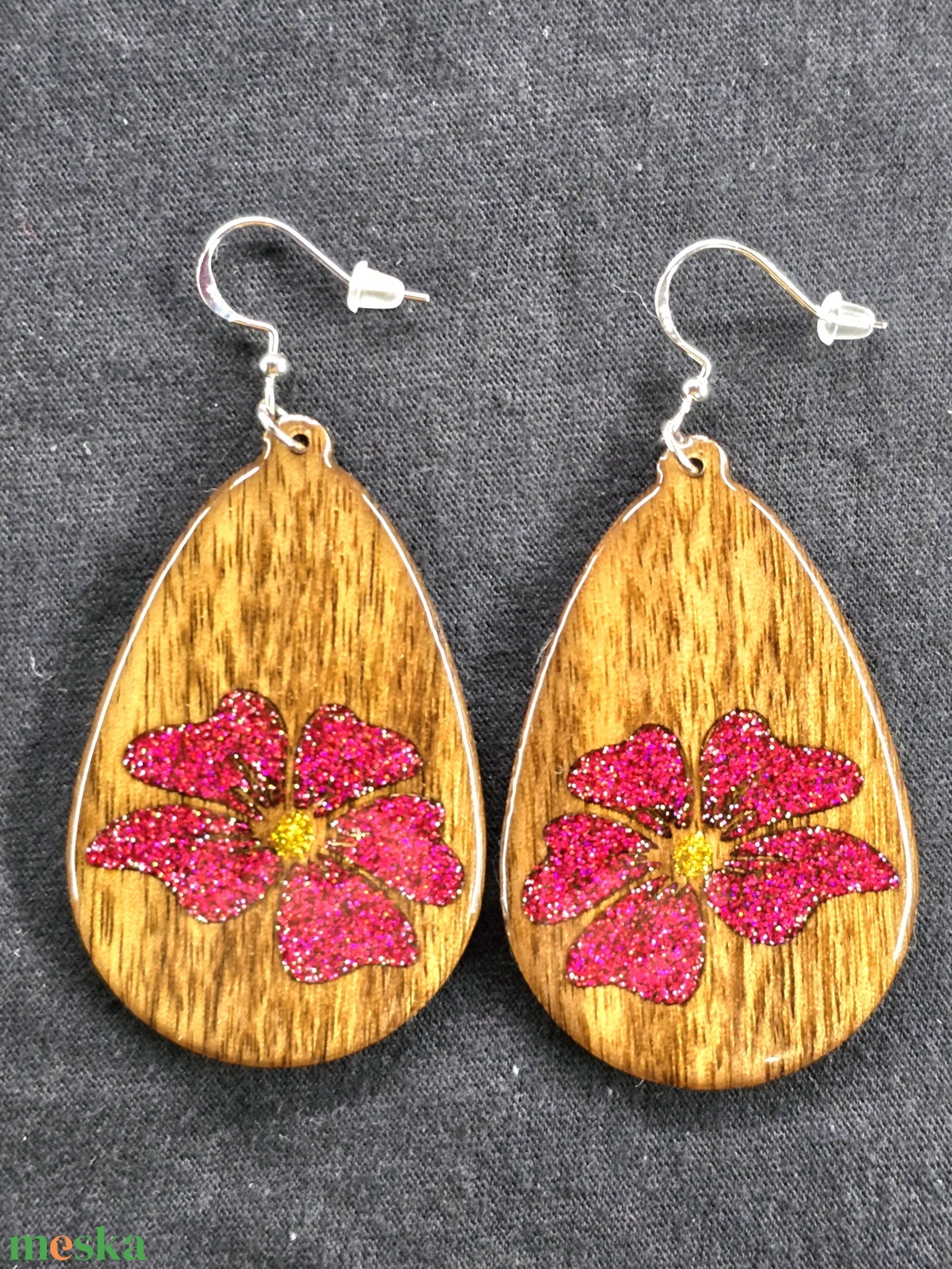 Bordó Virág � csillámos virágos fa fülbevaló - ékszer - fülbevaló - lógó csepp fülbevaló - Meska.hu