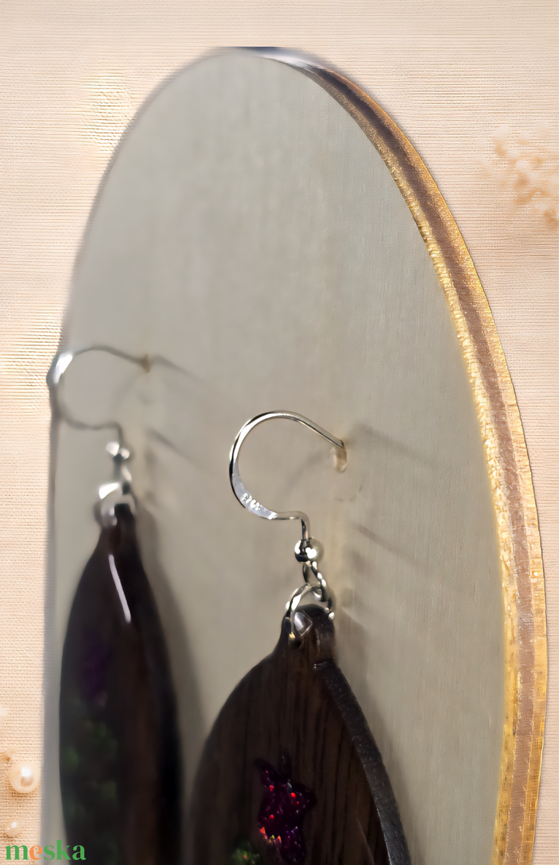 Csillámtulipán � kézzel készült fa fülbevaló - ékszer - fülbevaló - lógó csepp fülbevaló - Meska.hu