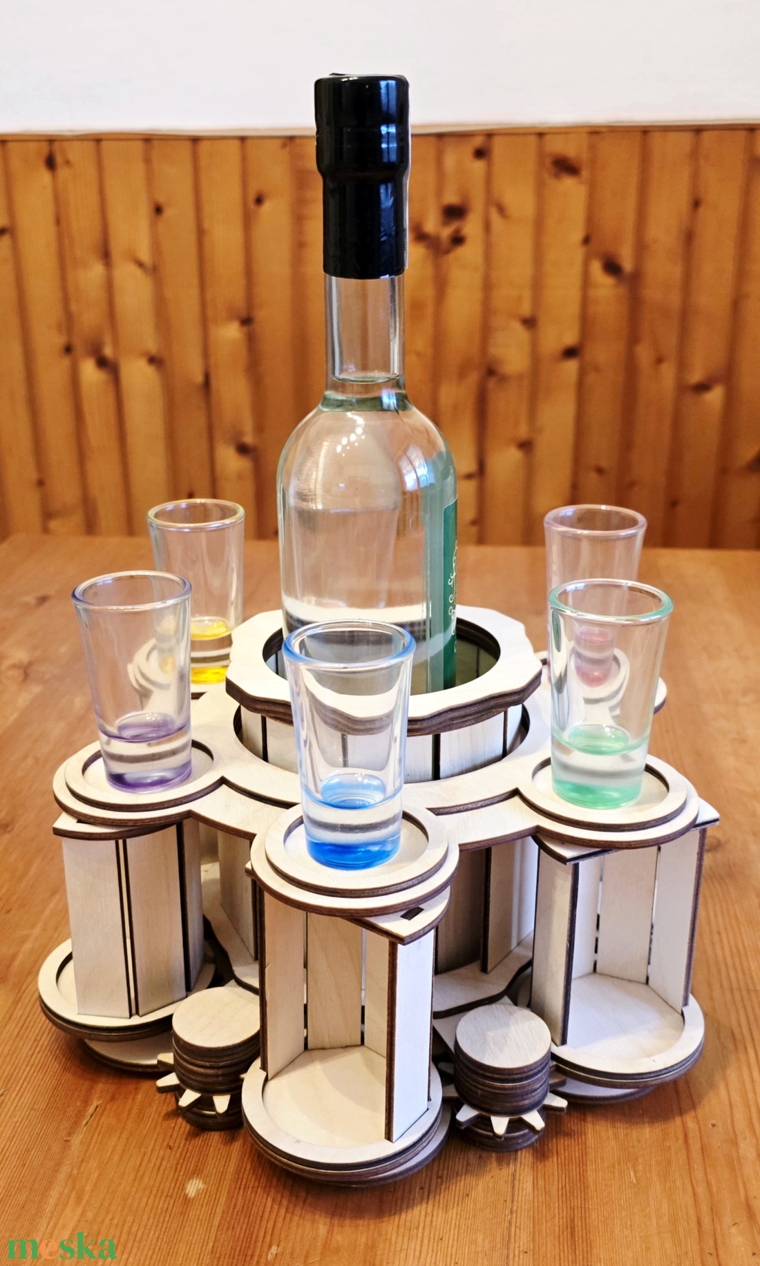 Fa italtartó szett � palacktartó 6 felespohár helyével (kézműves) (nem pohártartó, hanem élmény!) - otthon & életmód - konyhafelszerelés, tálalás - italos kellékek - italtartó - Meska.hu