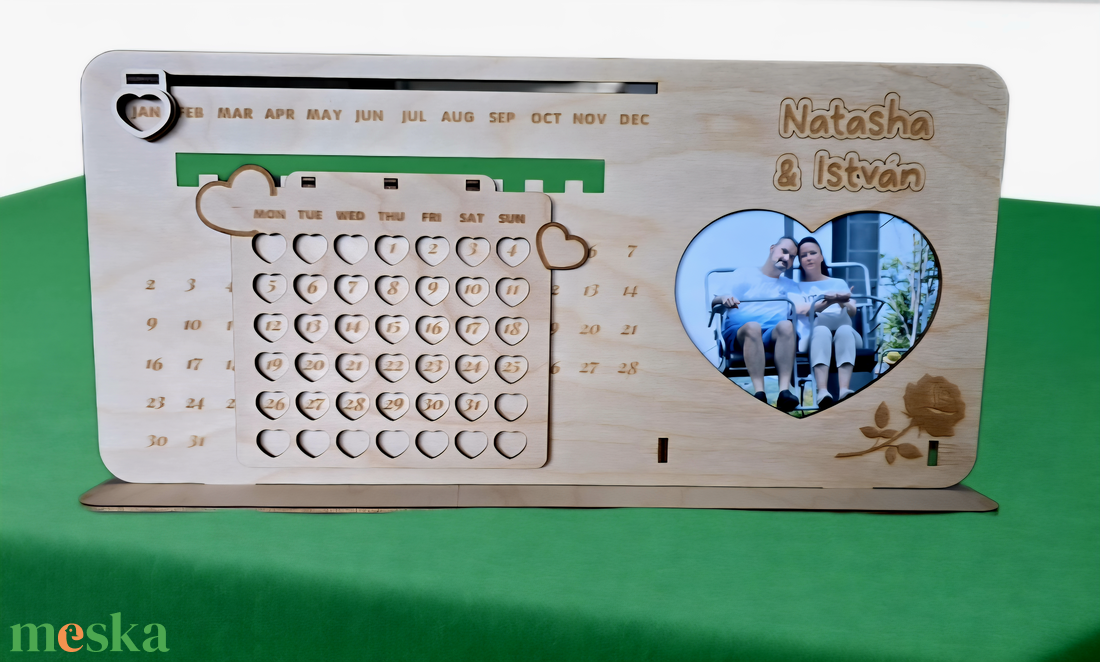 Egyedi, gravírozott fa öröknaptár fényképpel � személyre szabható ajándék - otthon & életmód - konyhafelszerelés, tálalás - konyhai dekoráció - konyhai dísz - Meska.hu