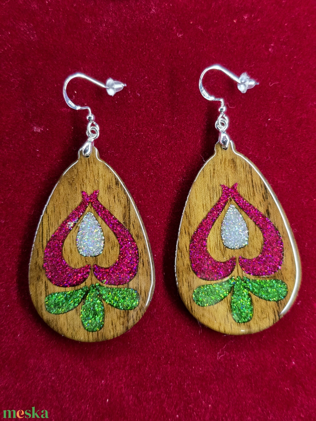 Csillám tulipán  - ékszer - fülbevaló - lógó csepp fülbevaló - Meska.hu