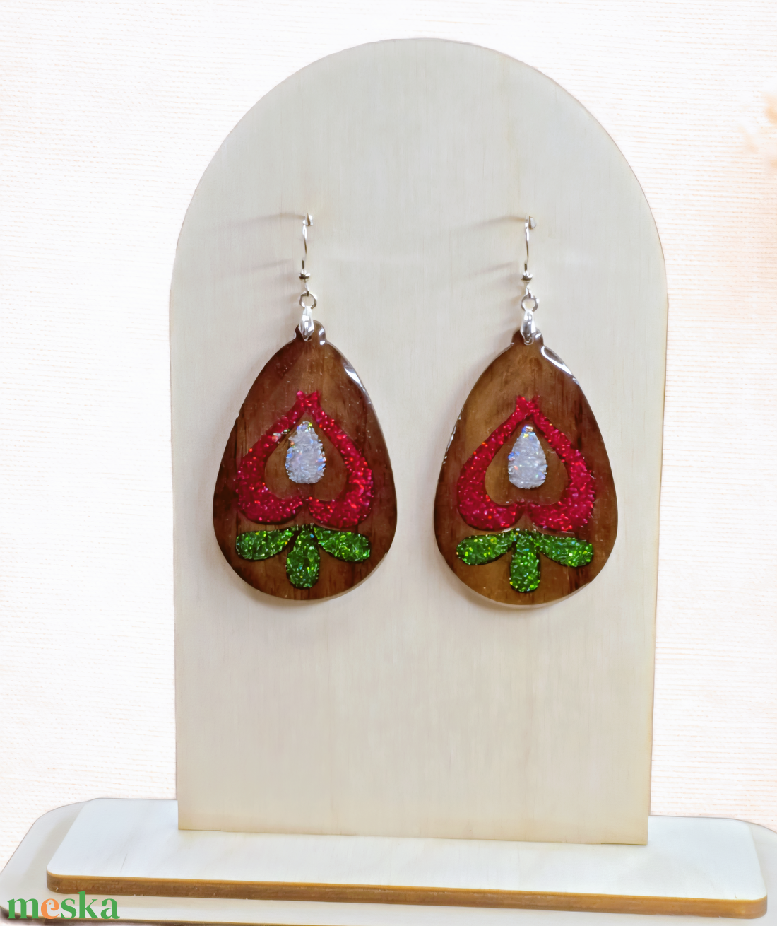 Csillám tulipán  - ékszer - fülbevaló - lógó csepp fülbevaló - Meska.hu