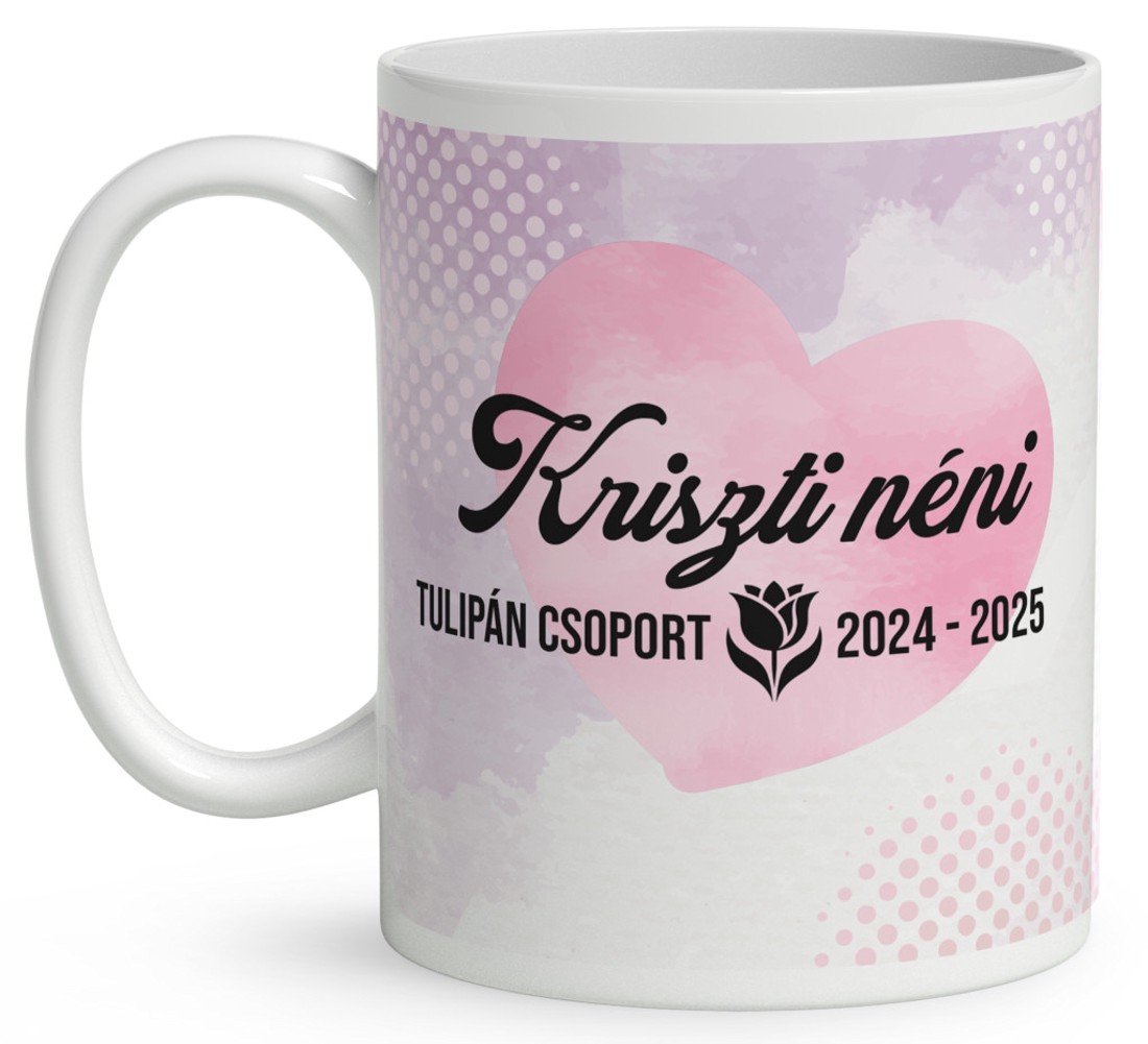Neves ajándék óvónéniknek - Tündéri Tulipános manólány mintás bögre - otthon & életmód - konyhafelszerelés, tálalás - tálalás - bögre & csésze - Meska.hu