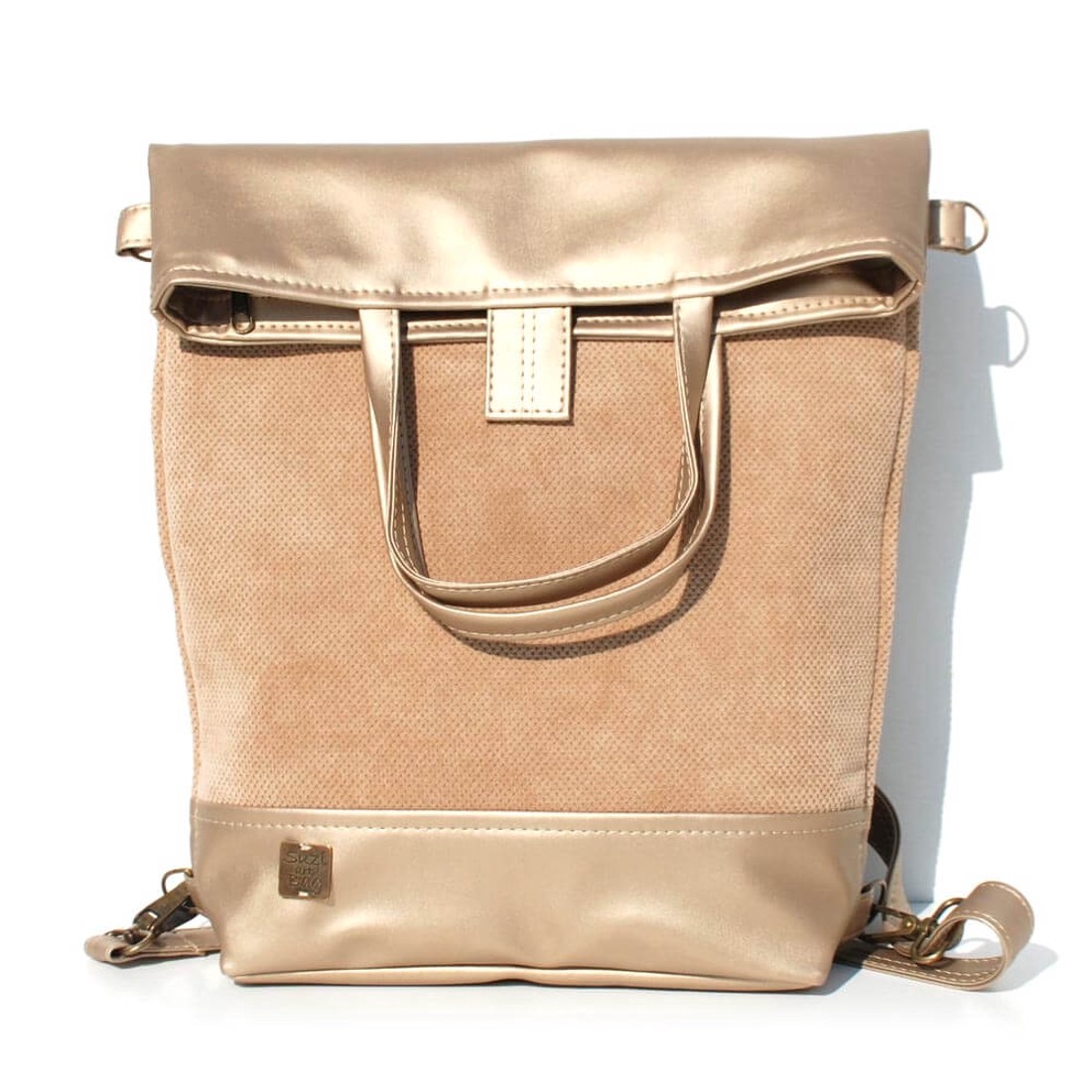 SuziartBag Beige szövetes 2in1 hátizsák - táska & tok - kézitáska & válltáska - válltáska - Meska.hu