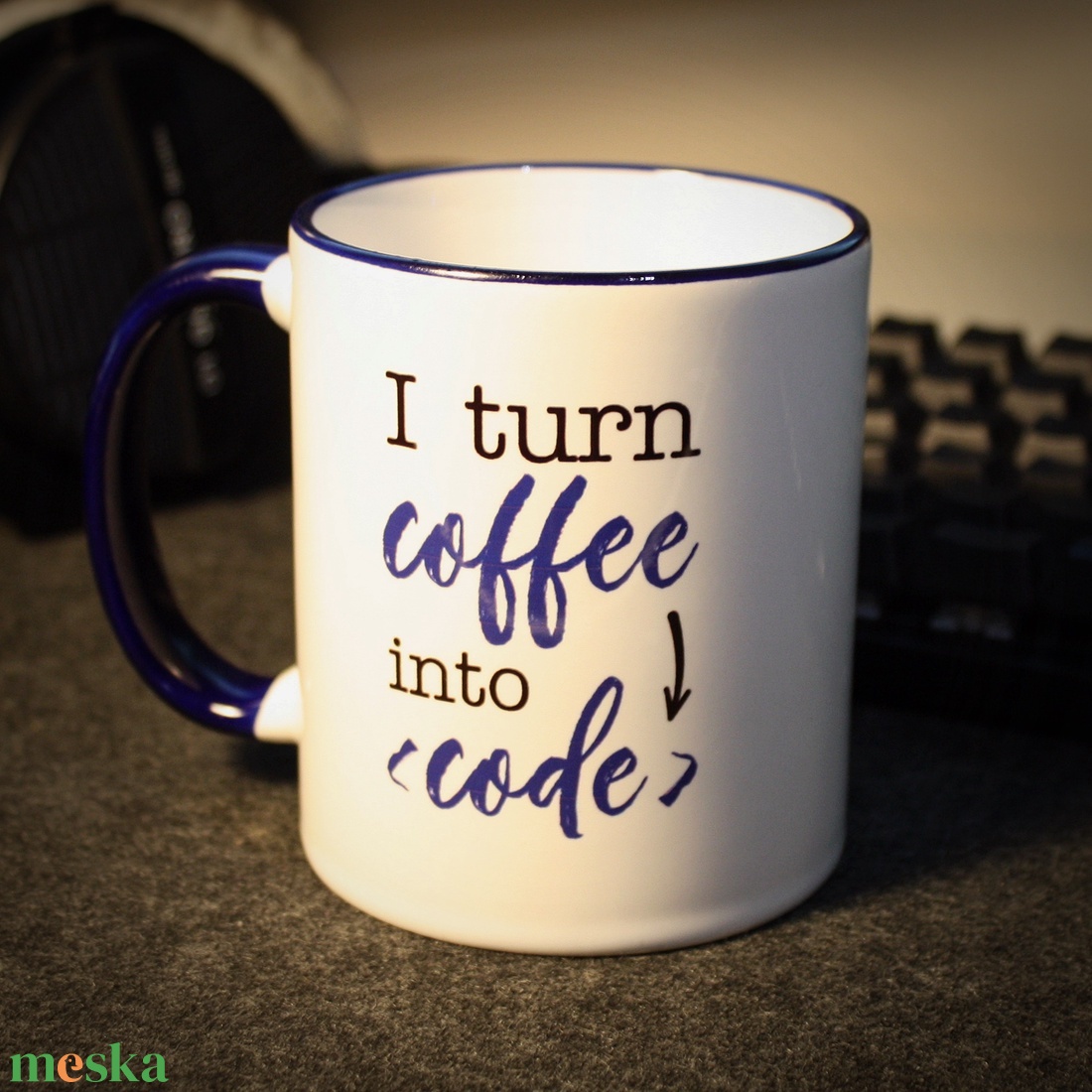 'I turn coffee into code' feliratú bögre - otthon & életmód - konyhafelszerelés, tálalás - tálalás - bögre & csésze - Meska.hu