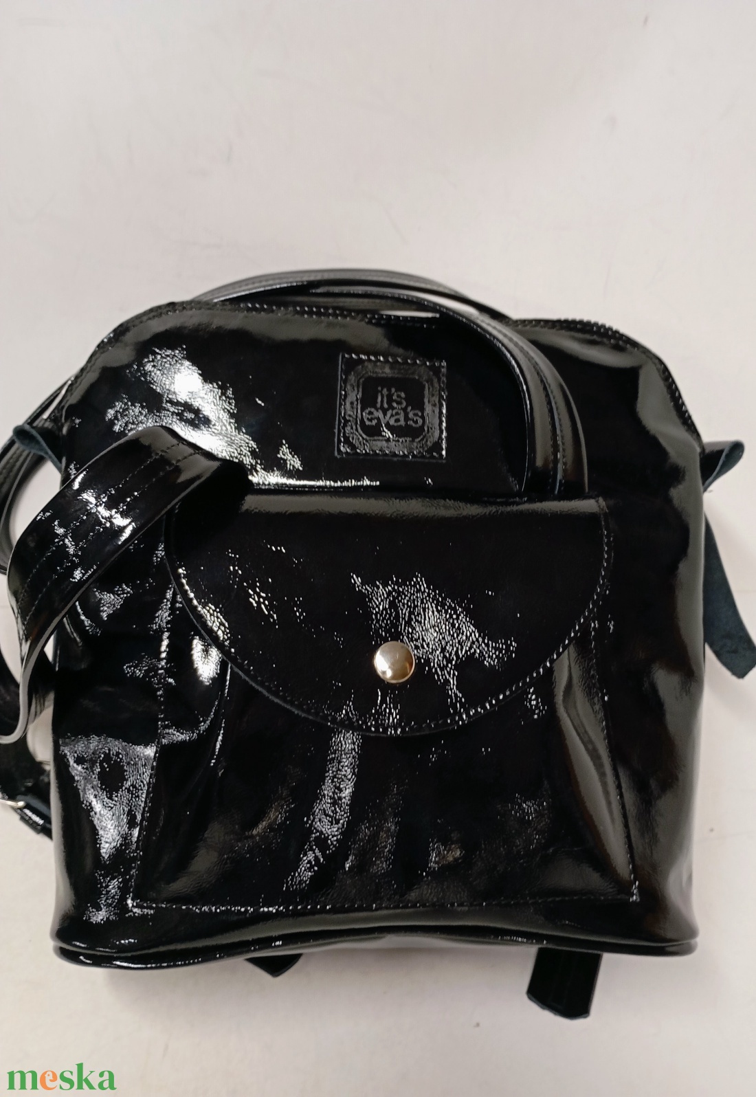 Háti/váll táska fekete lakk - táska & tok - variálható táska - Meska.hu