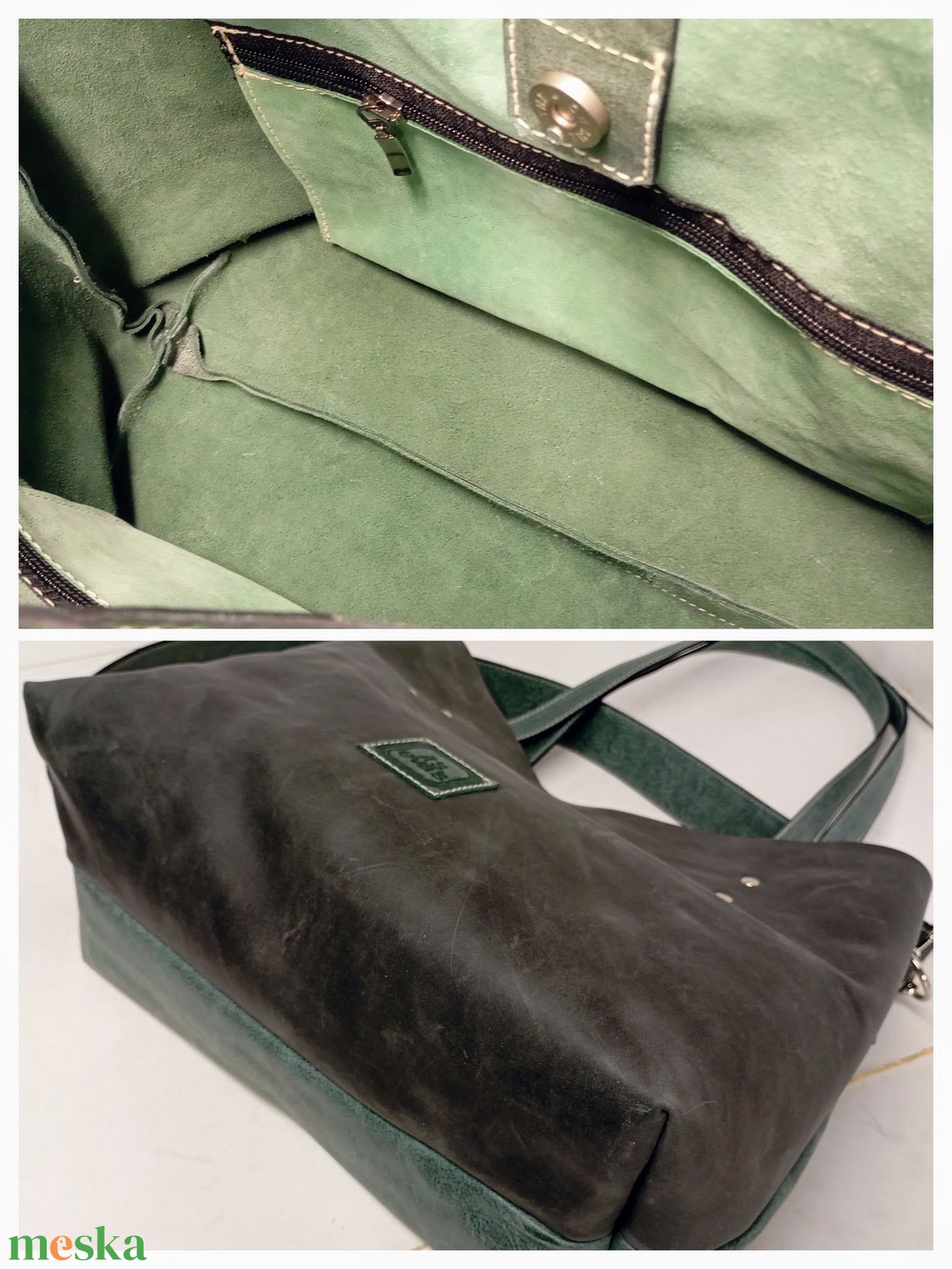 Bevásárló táska zöld/szürke - táska & tok - kézitáska & válltáska - nagy pakolós táska - Meska.hu