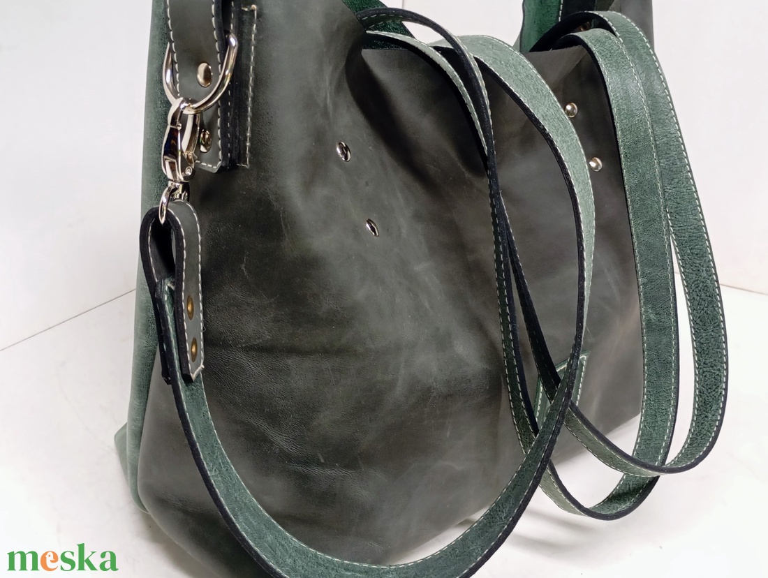 Bevásárló táska zöld/szürke - táska & tok - kézitáska & válltáska - nagy pakolós táska - Meska.hu