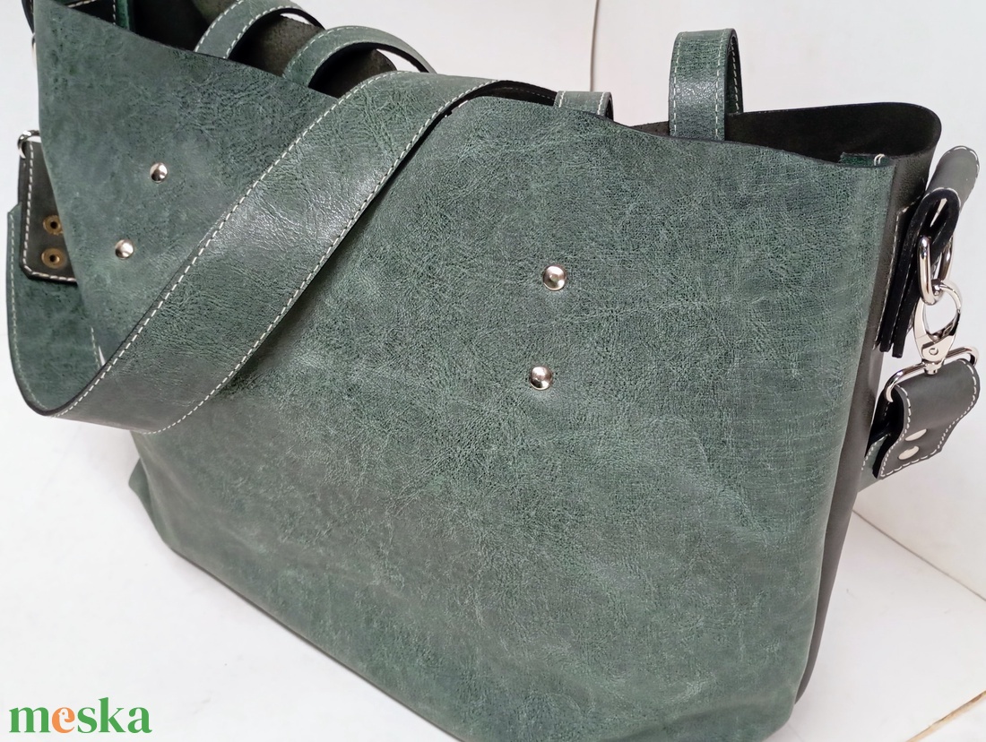 Bevásárló táska zöld/szürke - táska & tok - kézitáska & válltáska - nagy pakolós táska - Meska.hu