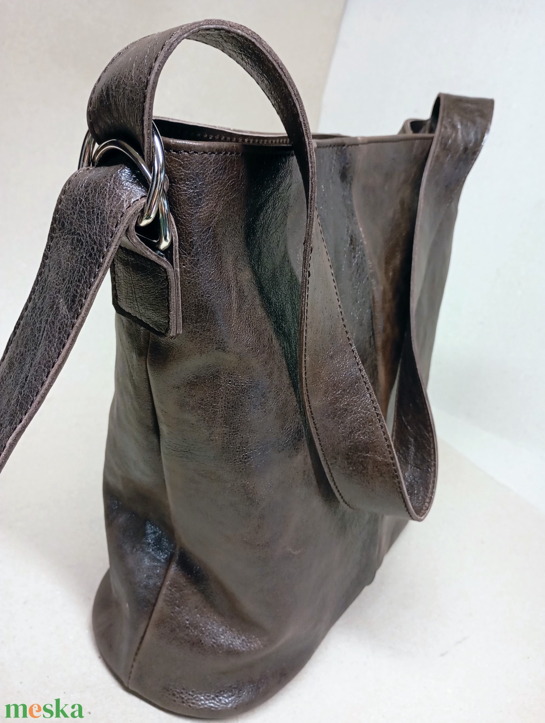 Elegáns válltáska_barna_2 - táska & tok - kézitáska & válltáska - nagy pakolós táska - Meska.hu
