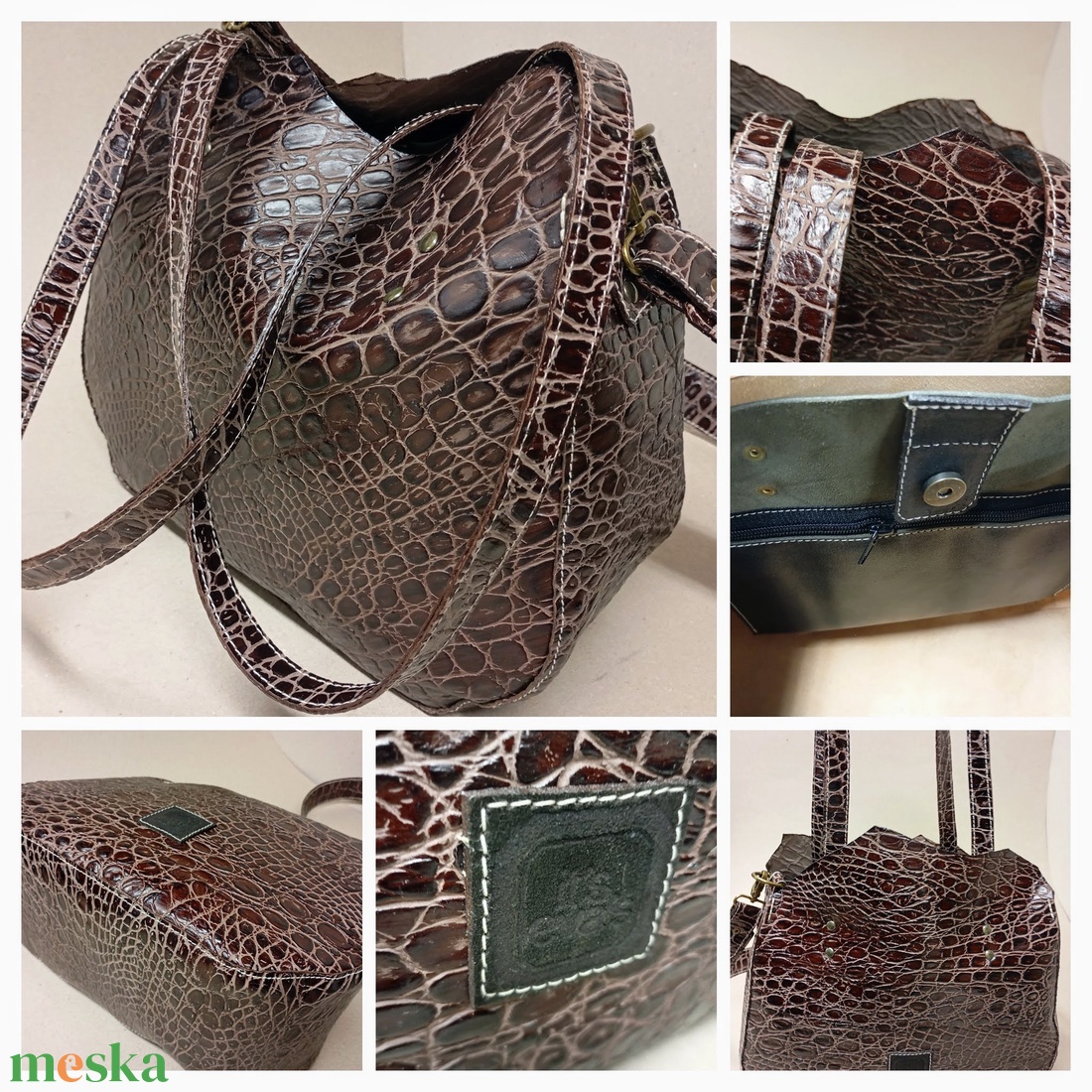 Kisebb mindentbele táska most másképp - krokibarna - táska & tok - kézitáska & válltáska - nagy pakolós táska - Meska.hu