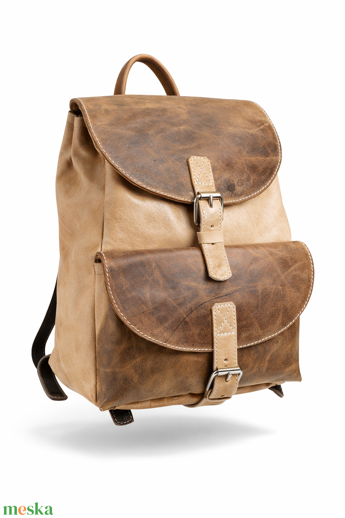 Pici drapp hátizsák egy kis barnával - táska & tok - hátizsák - hátizsák - Meska.hu