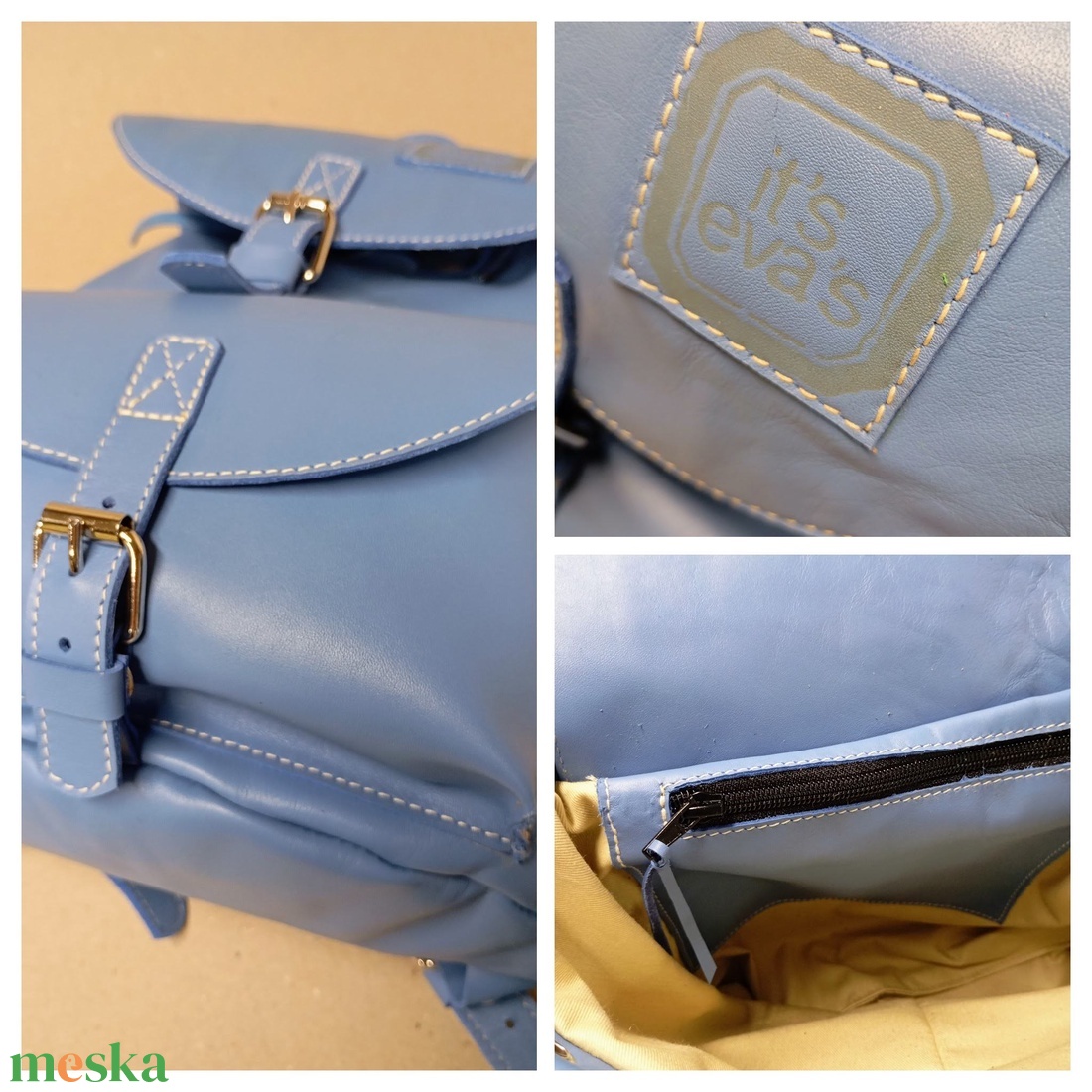 Pici világoskék hátizsák  - táska & tok - hátizsák - hátizsák - Meska.hu