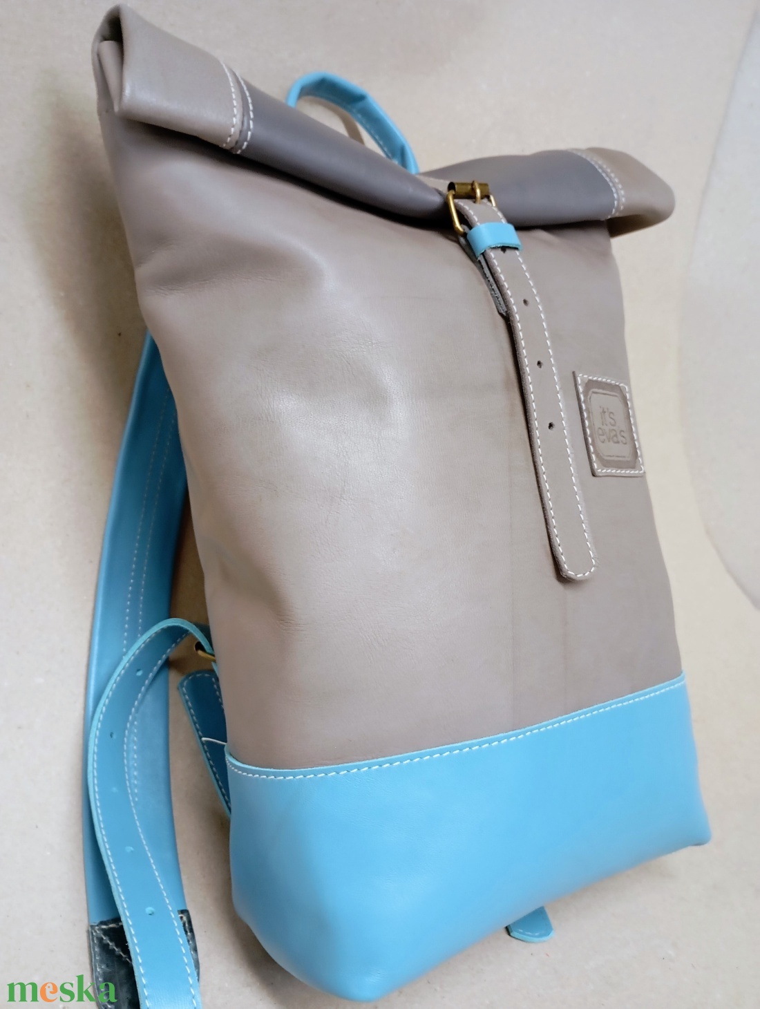 Csini futár hátizsák nem csak futároknak_drapp/kék - játék & sport - sport és kikapcsolódás - kerékpározás - biciklis táska - Meska.hu