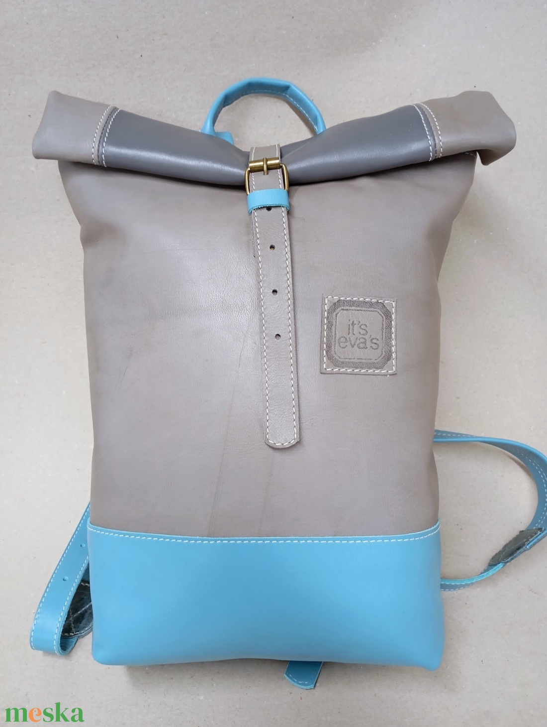 Csini futár hátizsák nem csak futároknak_drapp/kék - játék & sport - sport és kikapcsolódás - kerékpározás - biciklis táska - Meska.hu