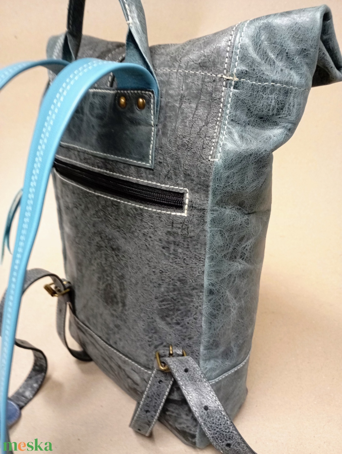 Csini futár hátizsák nem csak futároknak_kékesszürke - játék & sport - sport és kikapcsolódás - kerékpározás - biciklis táska - Meska.hu