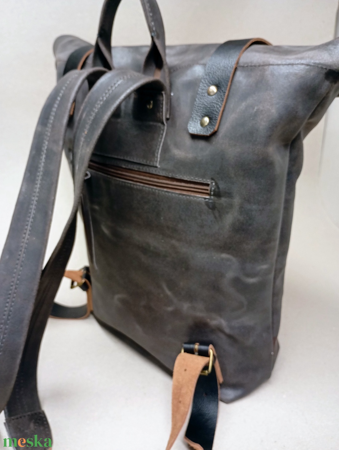 Roll top hátizsák_sötétbarna - játék & sport - sport és kikapcsolódás - kerékpározás - biciklis táska - Meska.hu