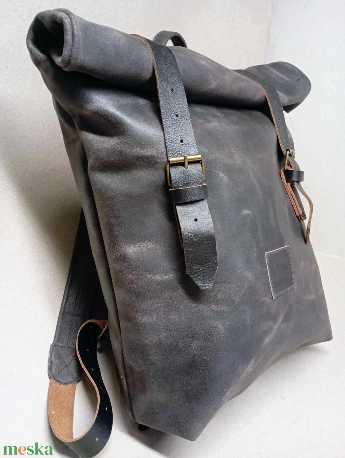 Roll top hátizsák_sötétbarna - játék & sport - sport és kikapcsolódás - kerékpározás - biciklis táska - Meska.hu