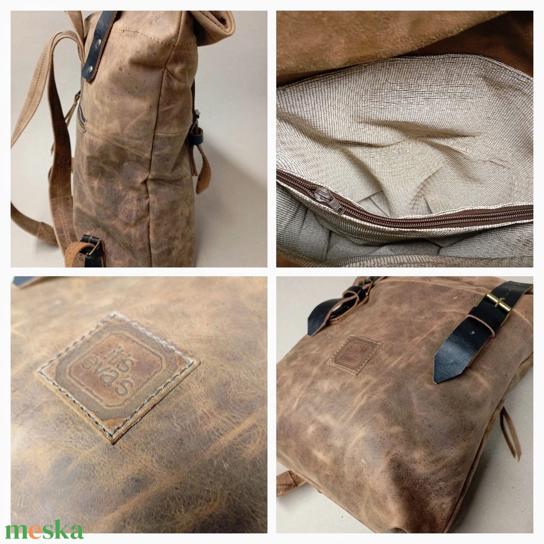 Roll top hátizsák_mogyoróbarna - játék & sport - sport és kikapcsolódás - kerékpározás - biciklis táska - Meska.hu